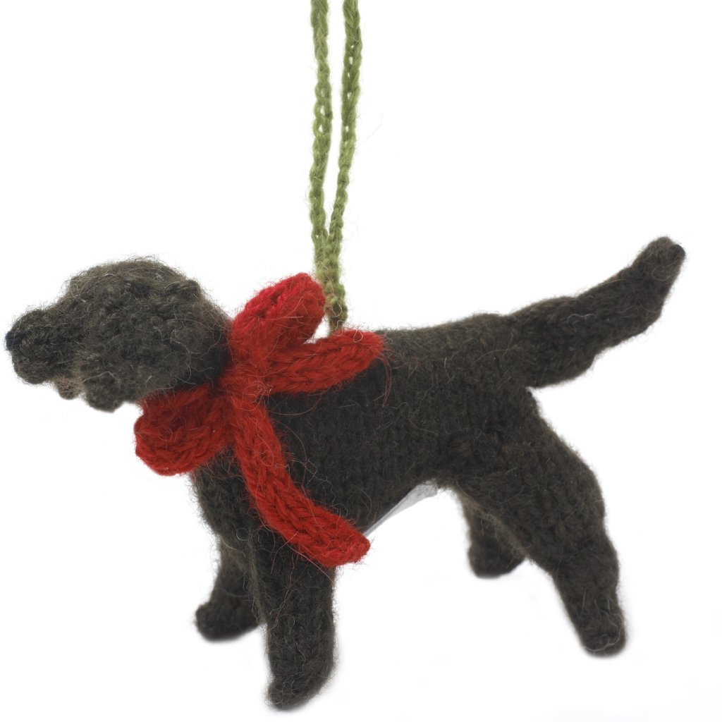 Chocolate Lab Hand Knit Wool Christmas Ornament Arcadia Home