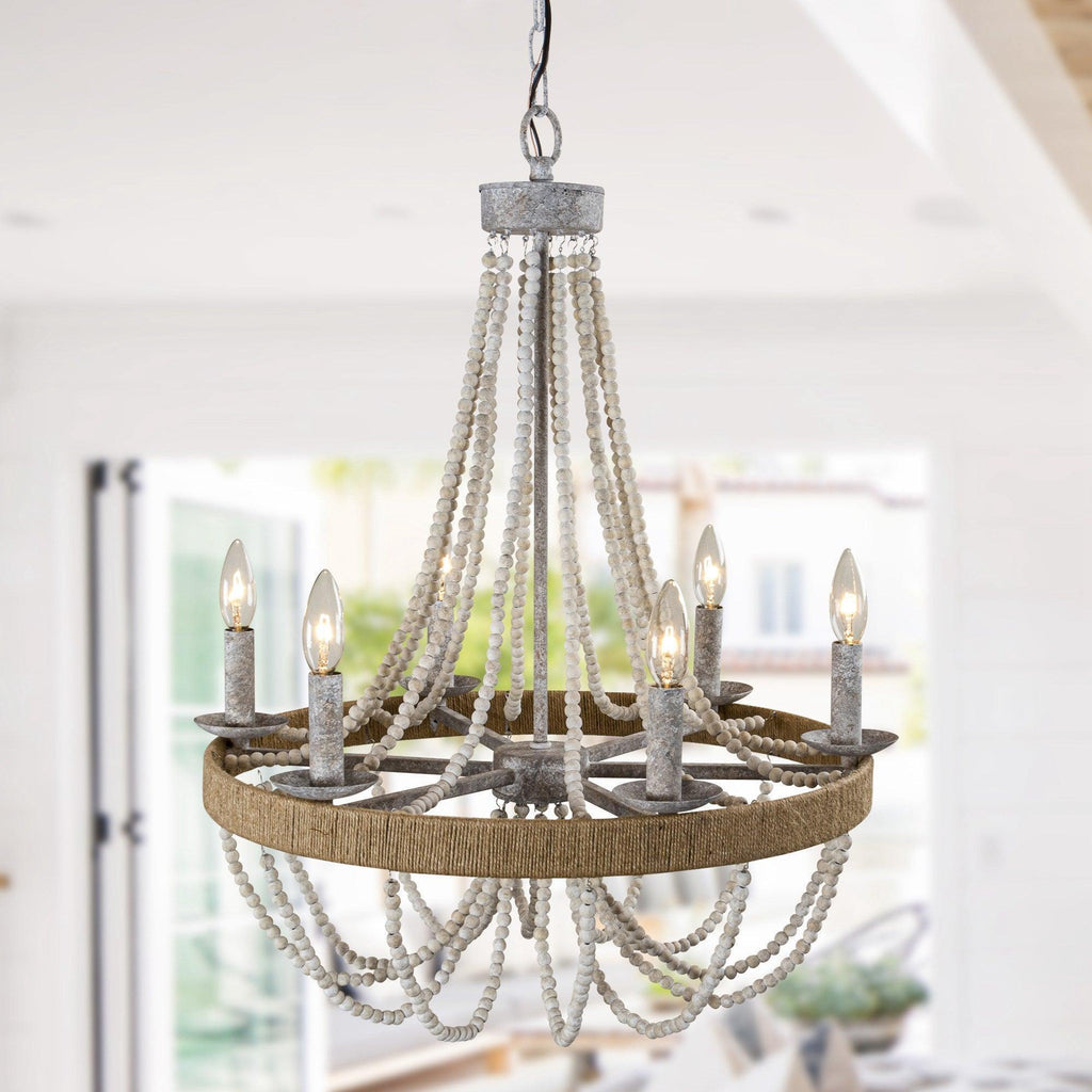 Chokio 6-Light Wood Bead Chandelier