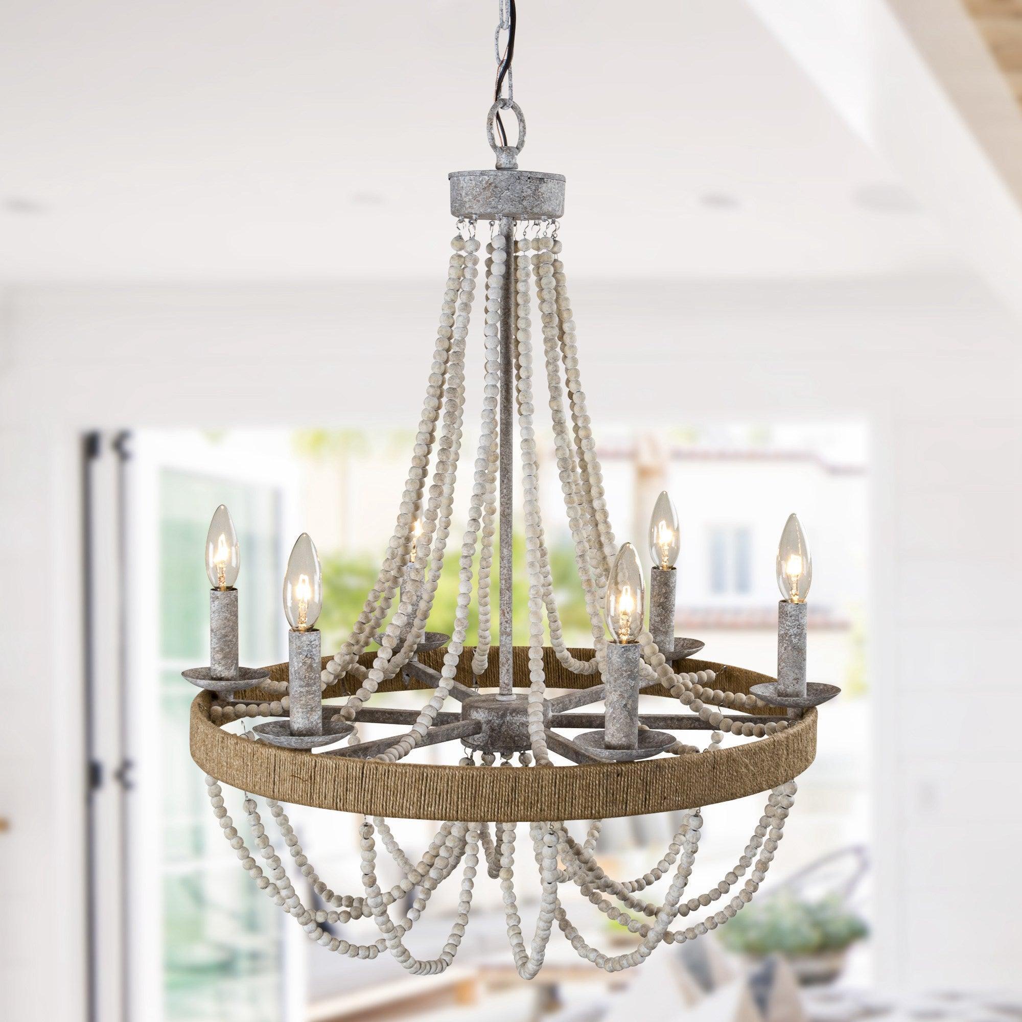Chokio 6-Light Wood Bead Chandelier