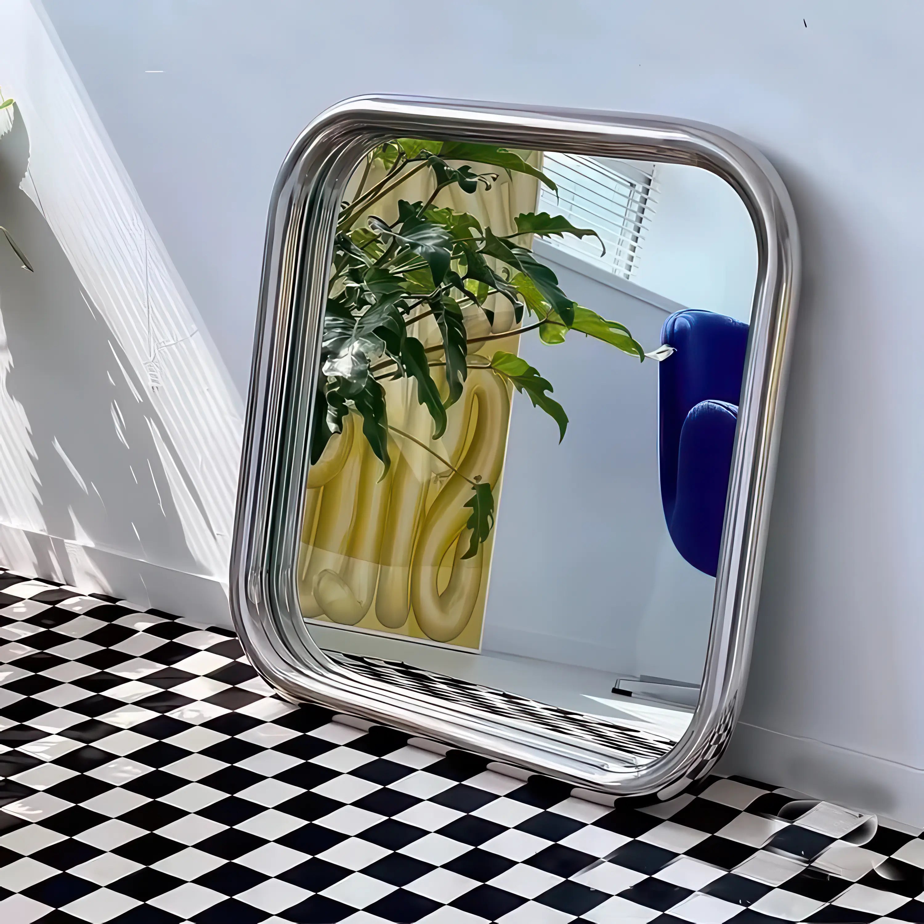 Chrome Bold Square Mirror