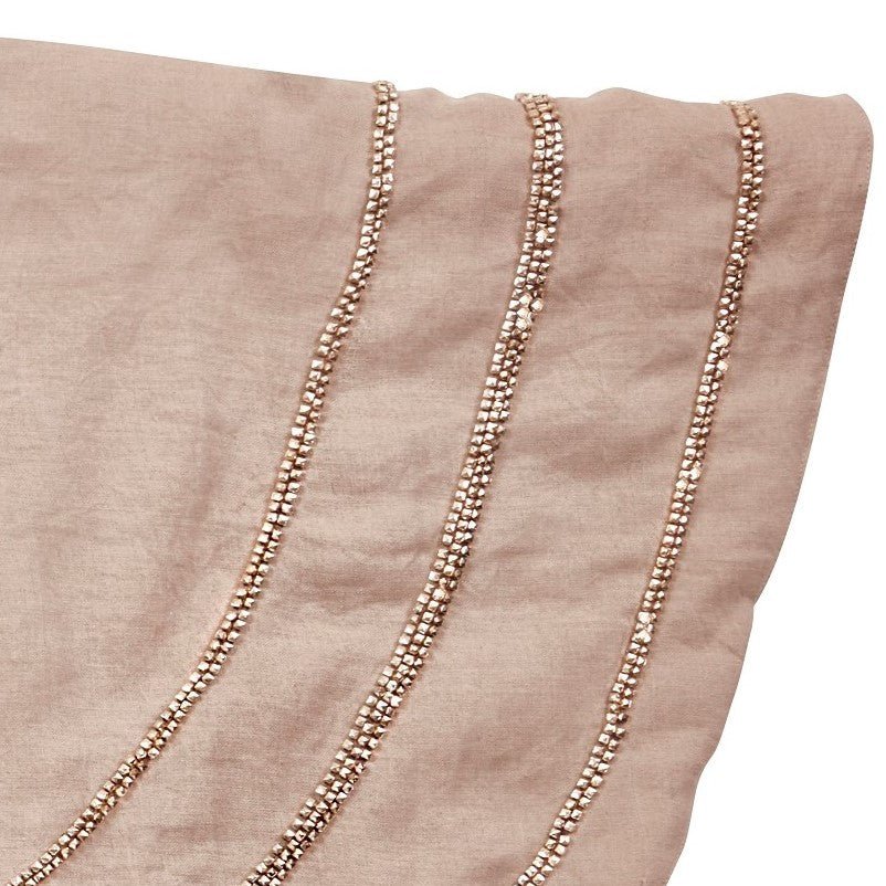 Handmade Concentric Nailhead Circles Linen Christmas Tree Skirt Natural 60" Arcadia Home