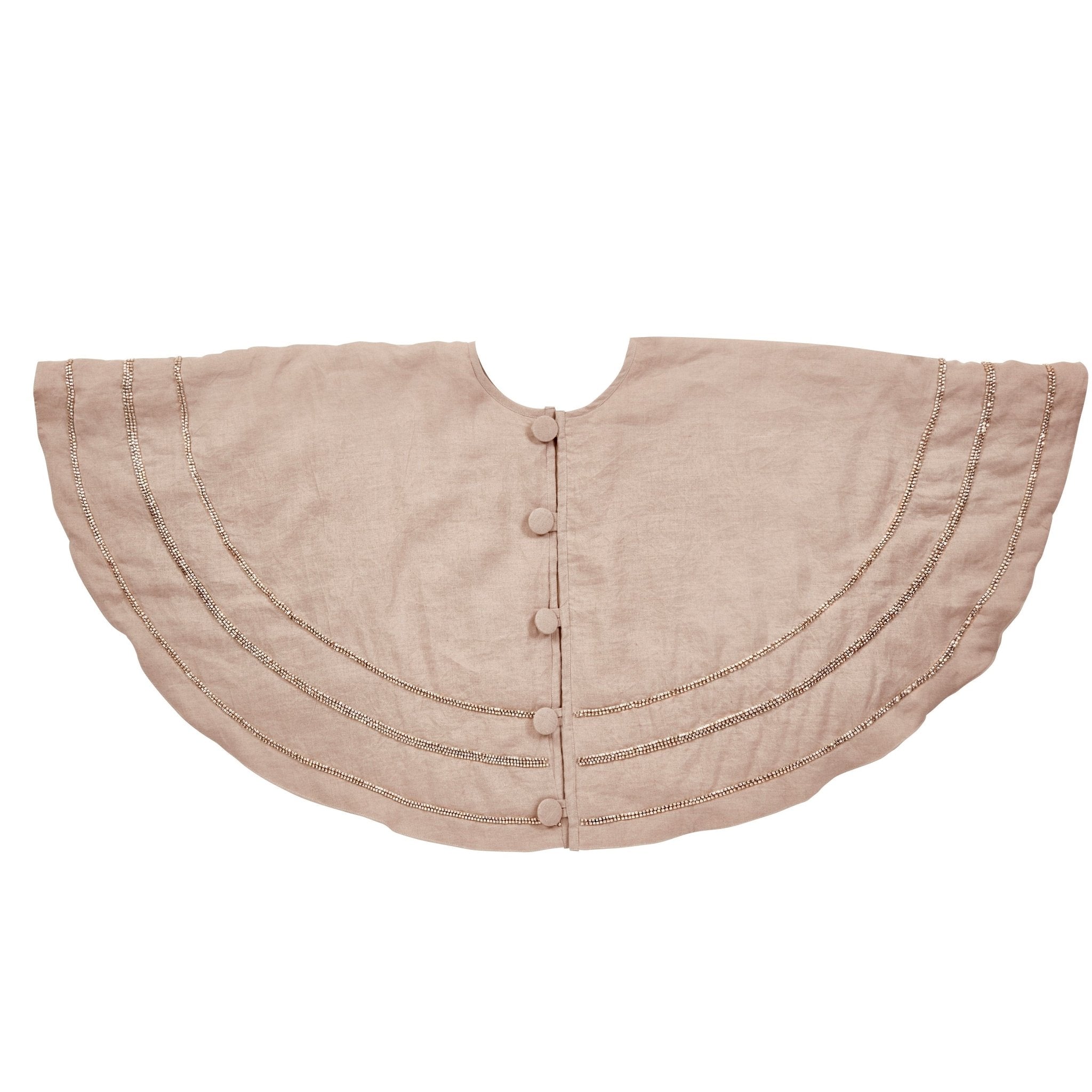 Handmade Concentric Nailhead Circles Linen Christmas Tree Skirt Natural 60" Arcadia Home