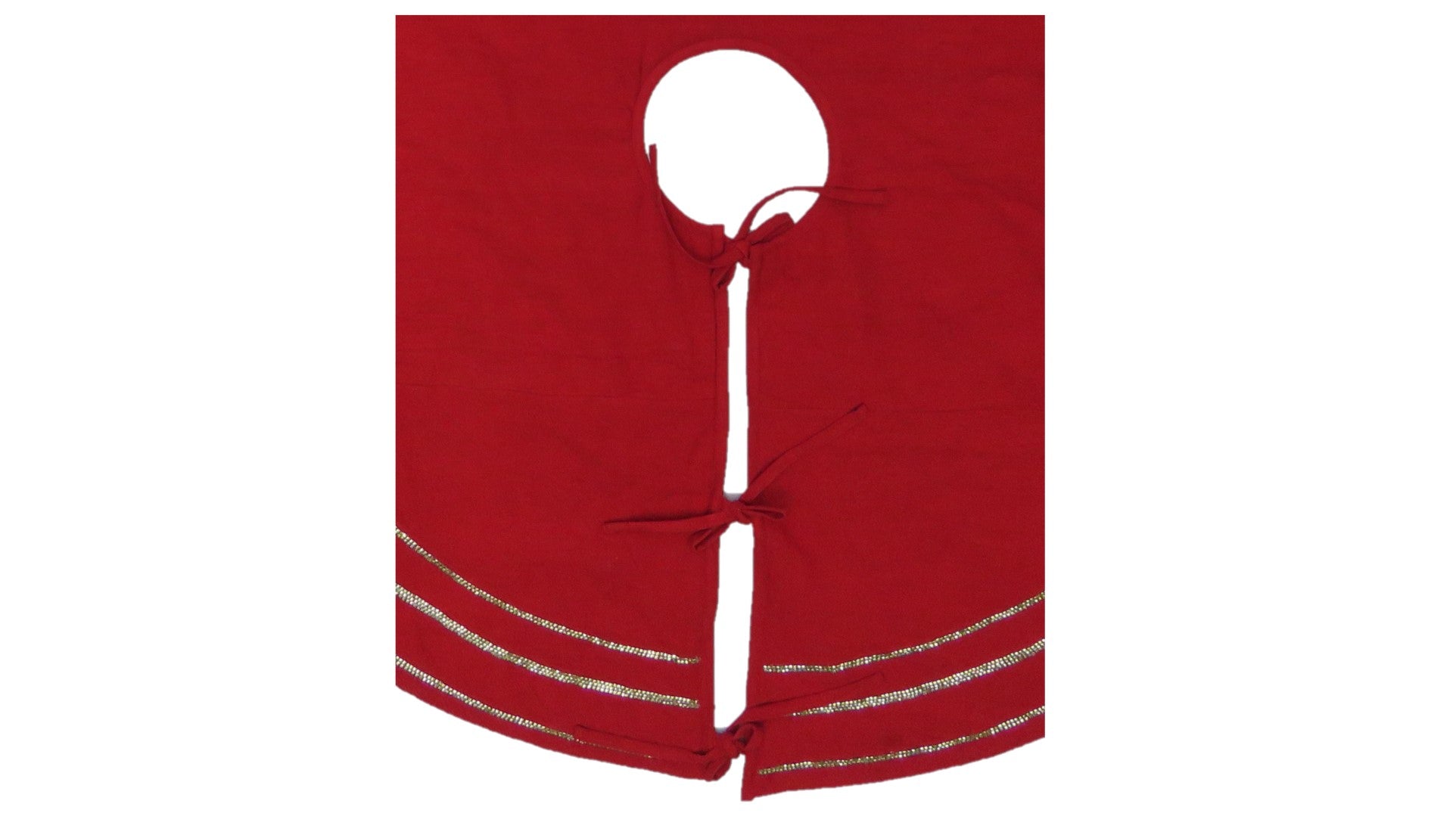 Handmade Concentric Nailhead Circles Red Linen Christmas Tree Skirt 60" Arcadia Home