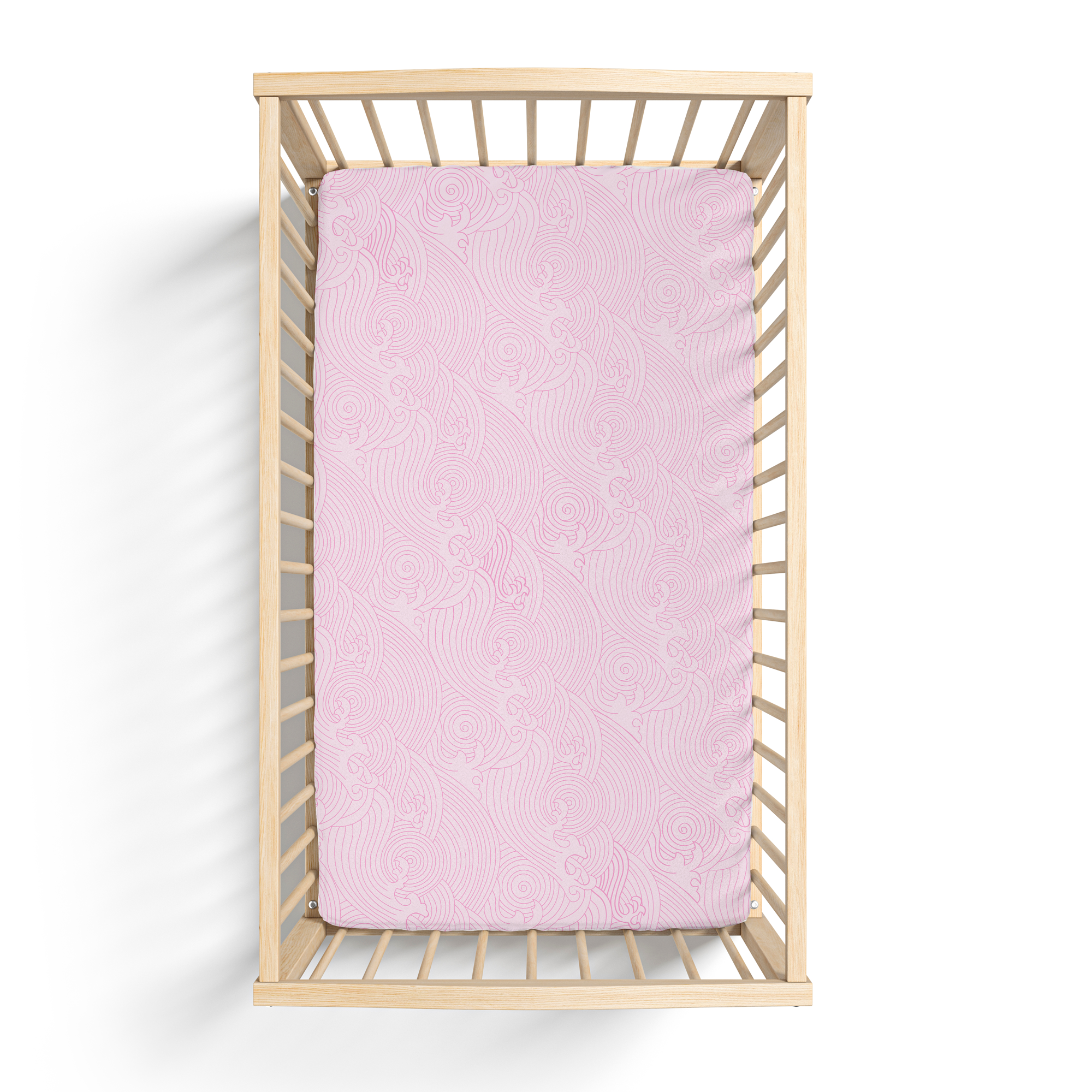 Pink Crashing Sea Waves Organic Crib Sheet