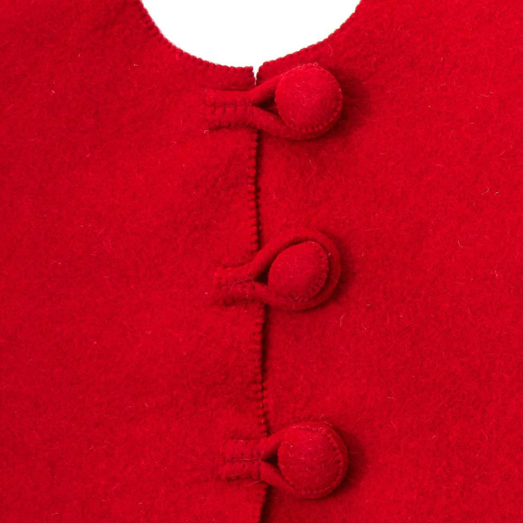 Cream Reindeer Red Christmas Tree Skirt Hand Felted Wool - 60"/72" Arcadia Home