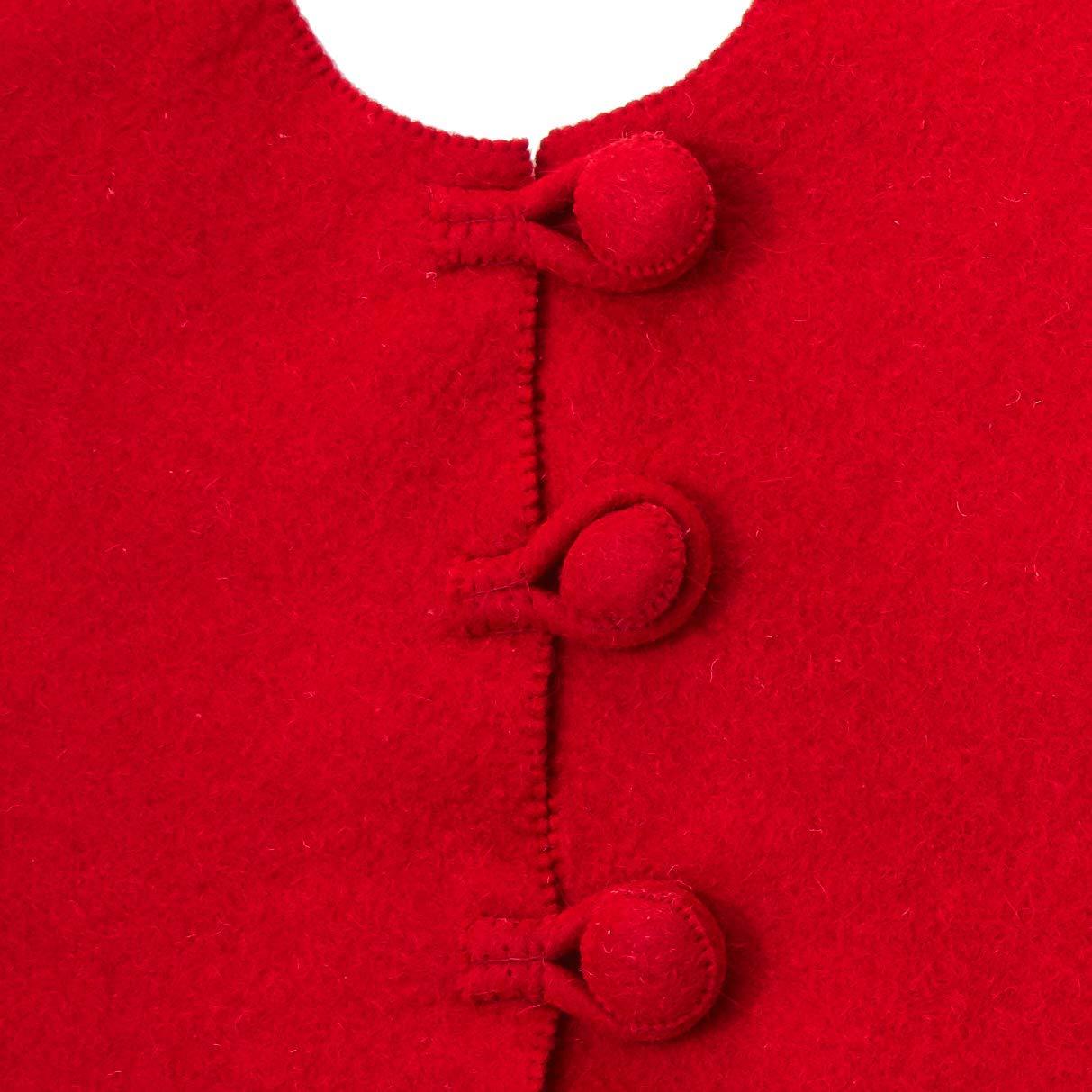 Cream Reindeer Red Christmas Tree Skirt Hand Felted Wool - 60"/72" Arcadia Home