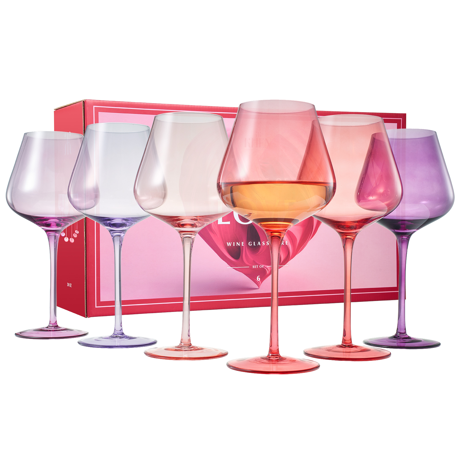 Love Stemmed Wine Glassware, Set of 6