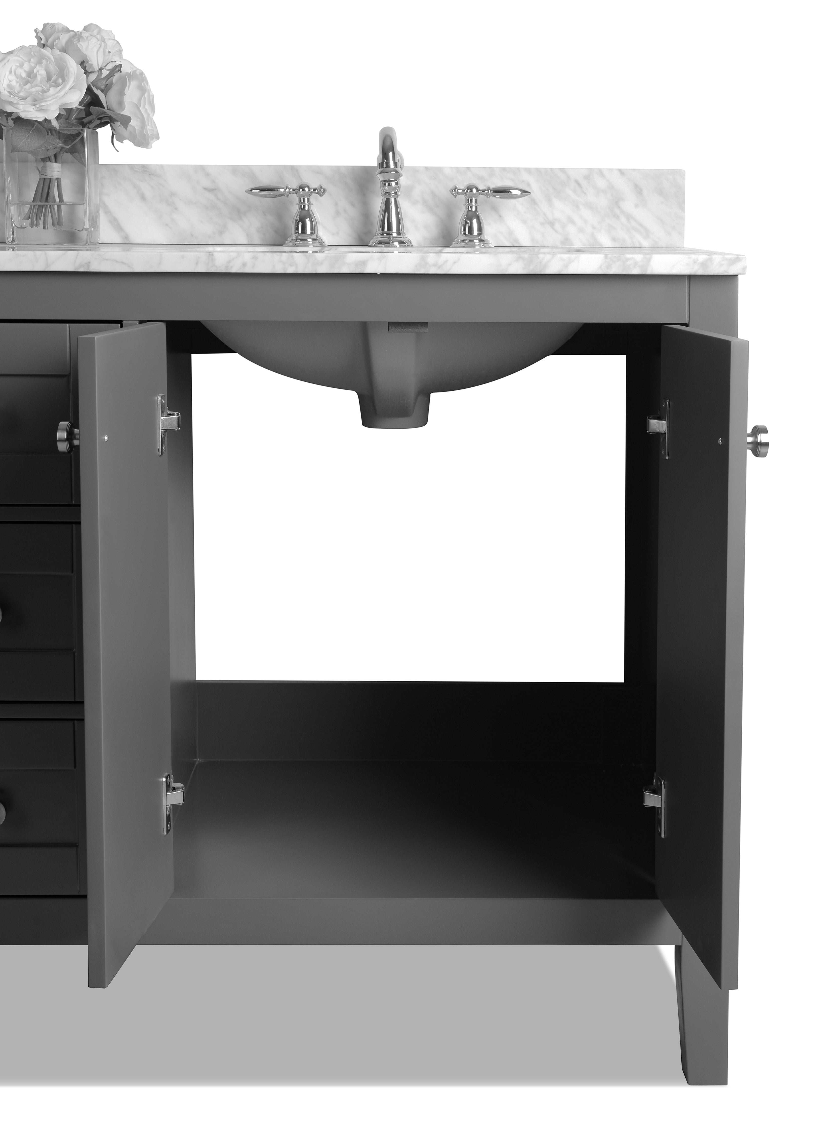 Maili Bathroom Vanity with Sink and Carrara White Marble Top Cabinet Set