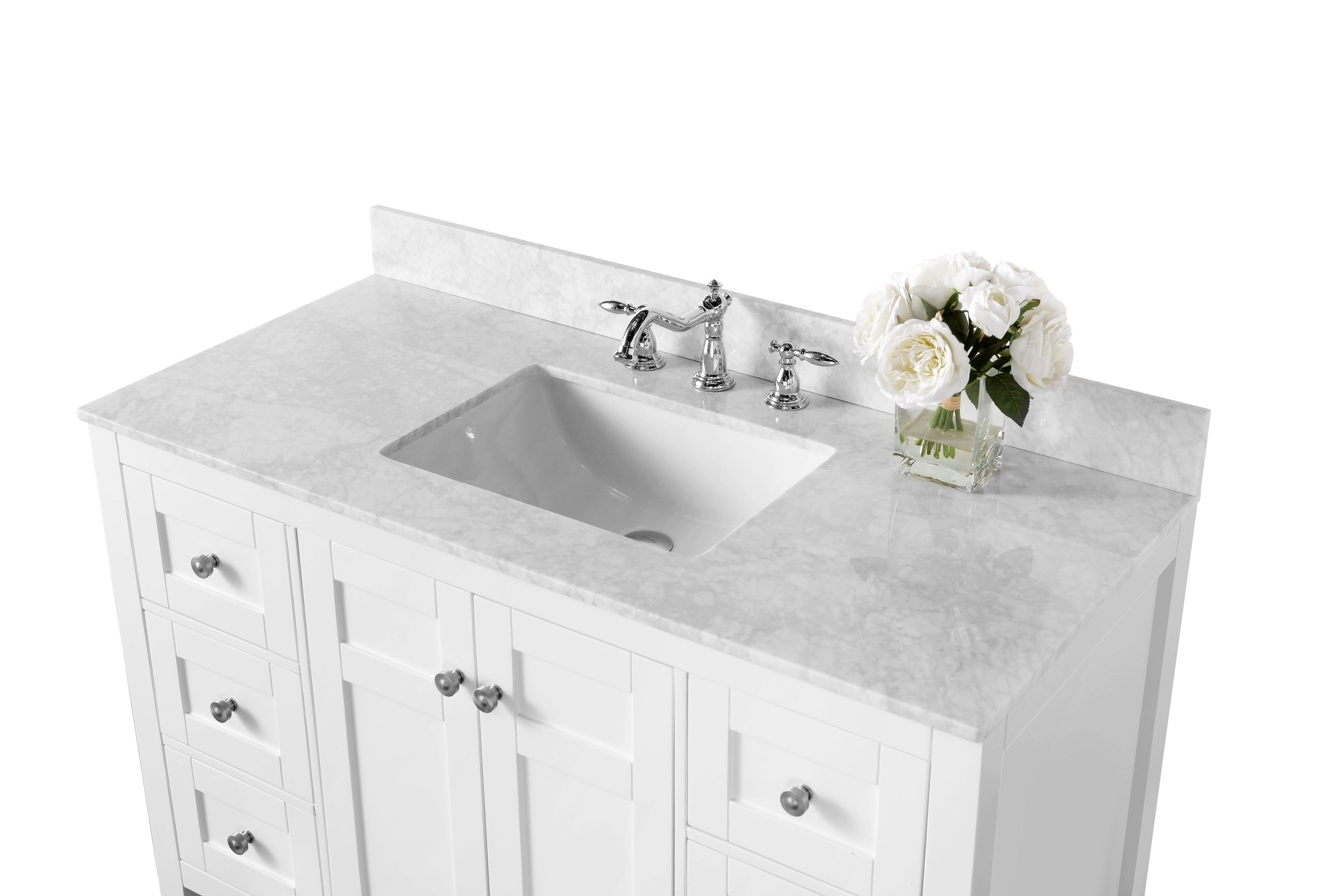 Maili Bathroom Vanity with Sink and Carrara White Marble Top Cabinet Set