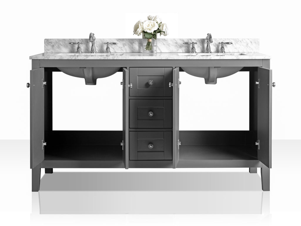 Maili Bathroom Vanity with Sink and Carrara White Marble Top Cabinet Set
