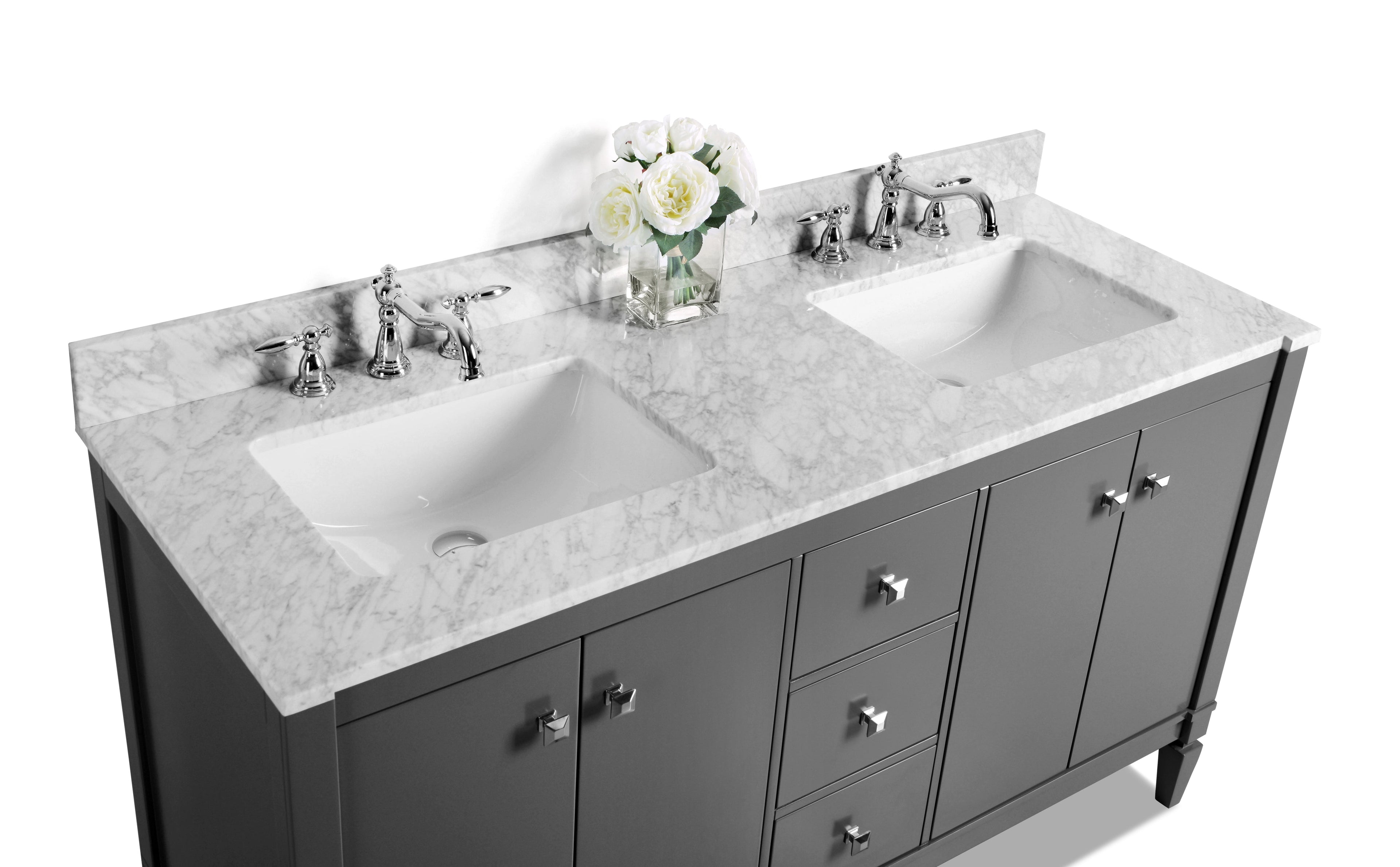 Kayleigh Bathroom Vanity with Sink and Carrara White Marble Top Cabinet Set