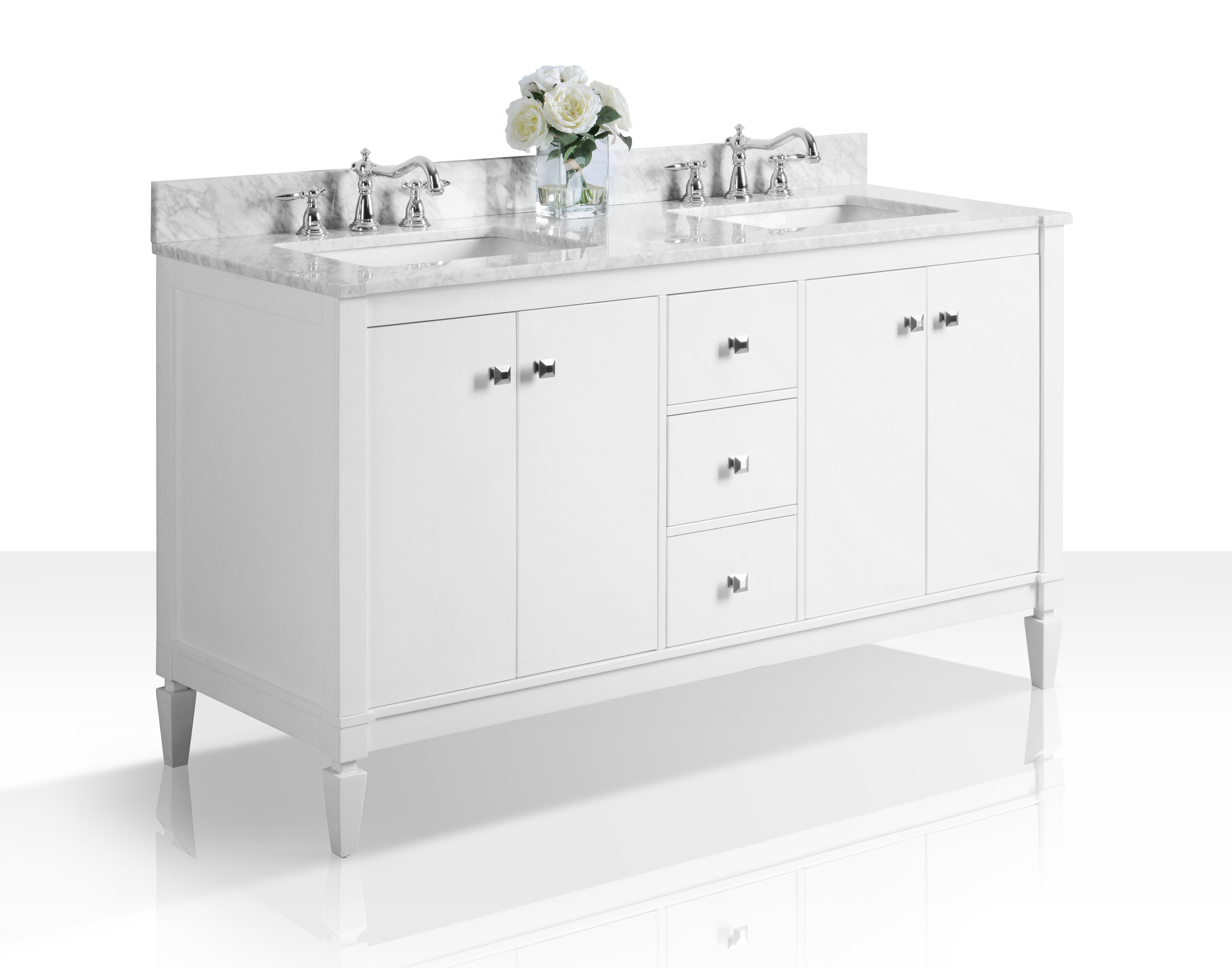 Kayleigh Bathroom Vanity with Sink and Carrara White Marble Top Cabinet Set