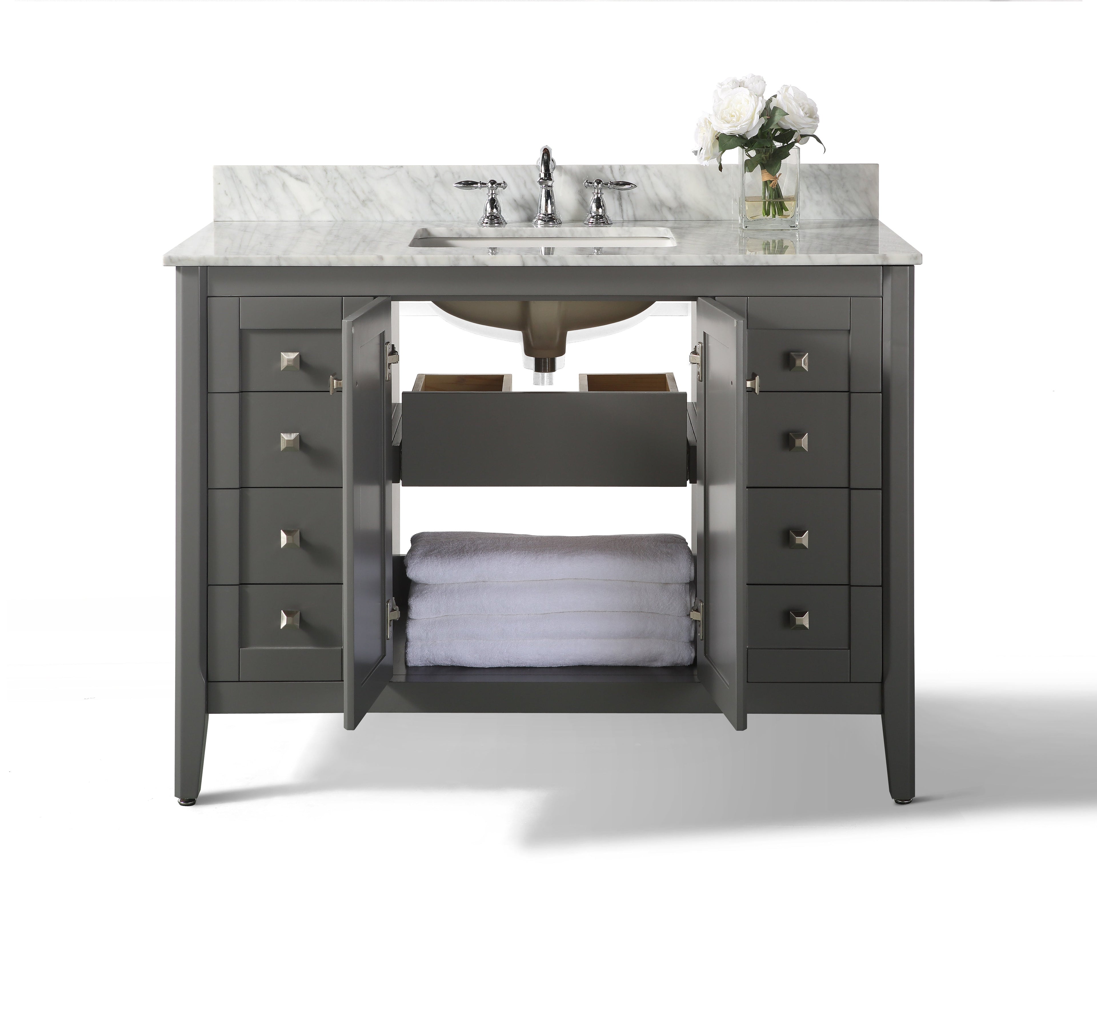 Shelton Bathroom Vanity with Sink and Carrara White Marble Top Cabinet Set