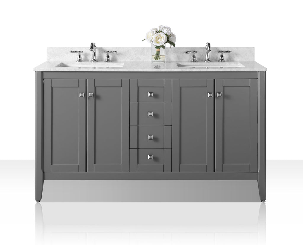 Shelton Bathroom Vanity with Sink and Carrara White Marble Top Cabinet Set