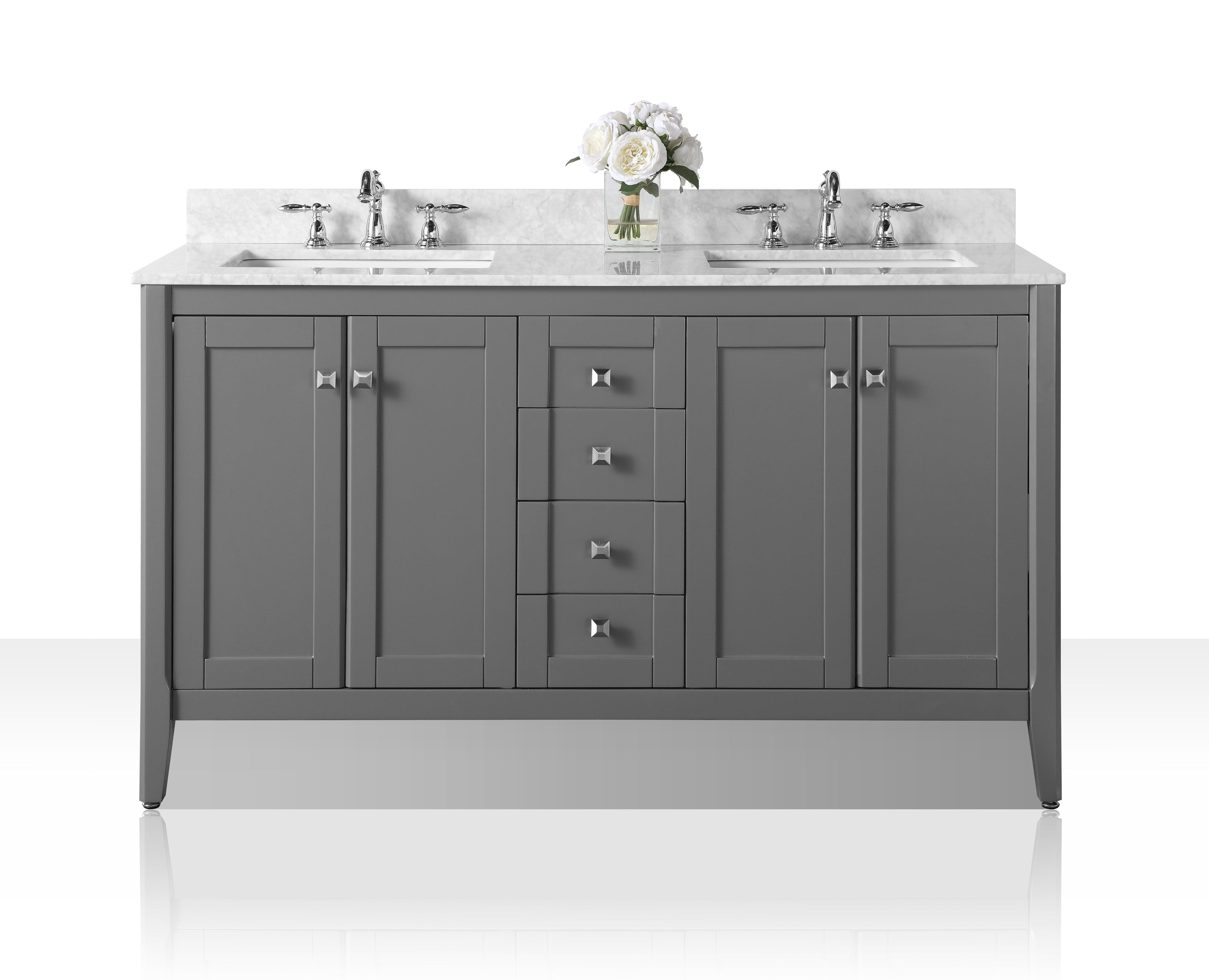 Shelton Bathroom Vanity with Sink and Carrara White Marble Top Cabinet Set