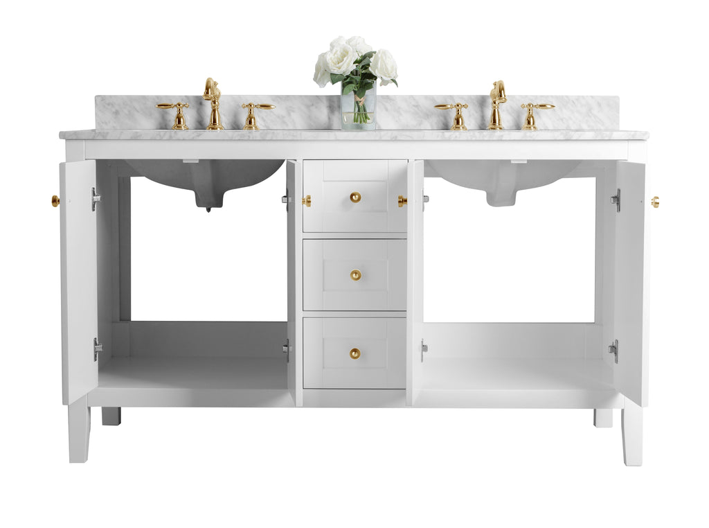 Maili Bathroom Vanity with Sink and Carrara White Marble Top Cabinet Set
