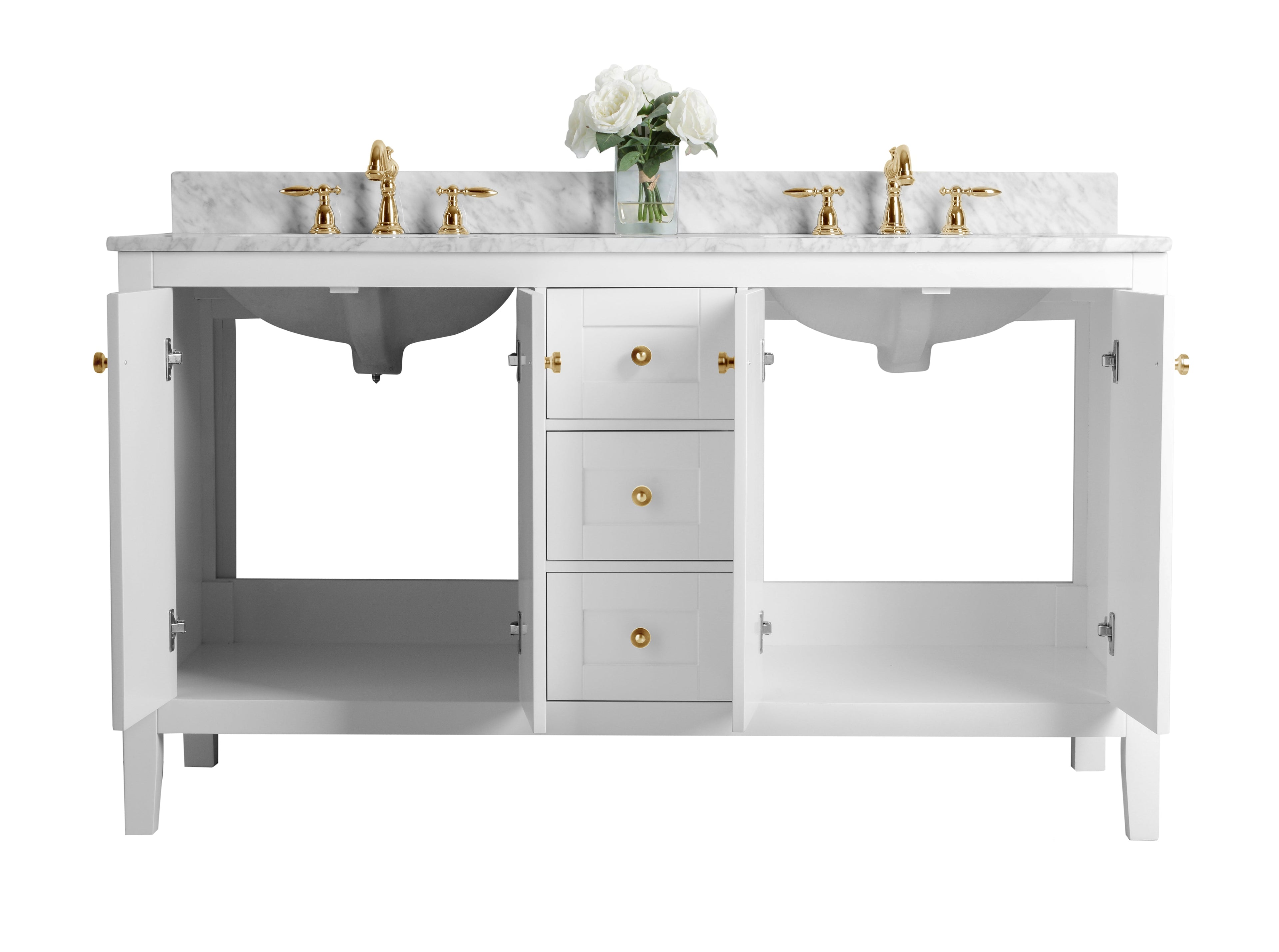 Maili Bathroom Vanity with Sink and Carrara White Marble Top Cabinet Set