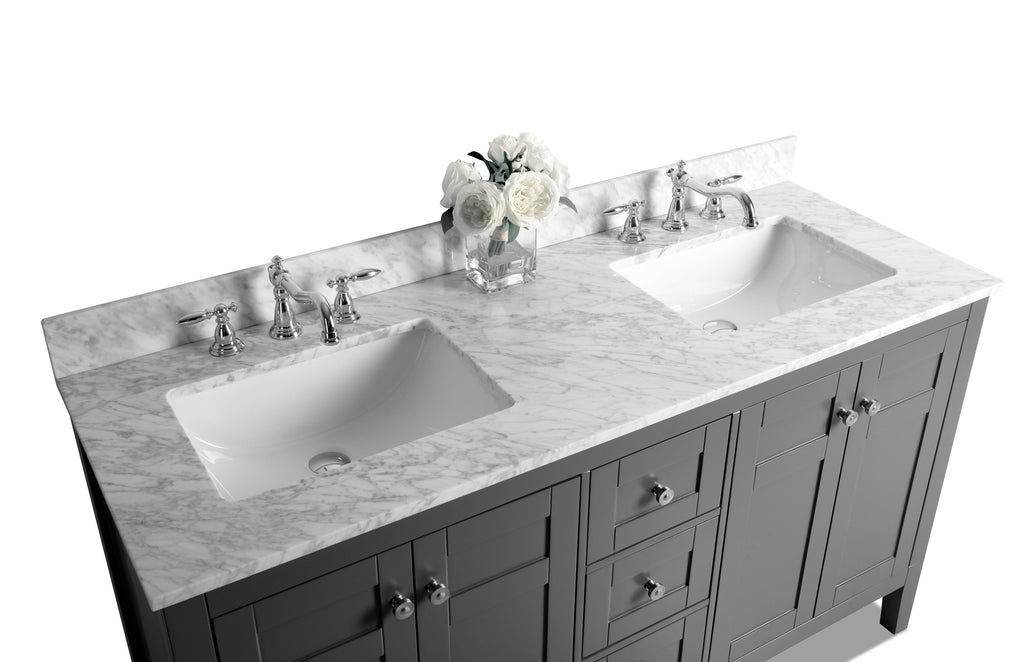 Maili Bathroom Vanity with Sink and Carrara White Marble Top Cabinet Set