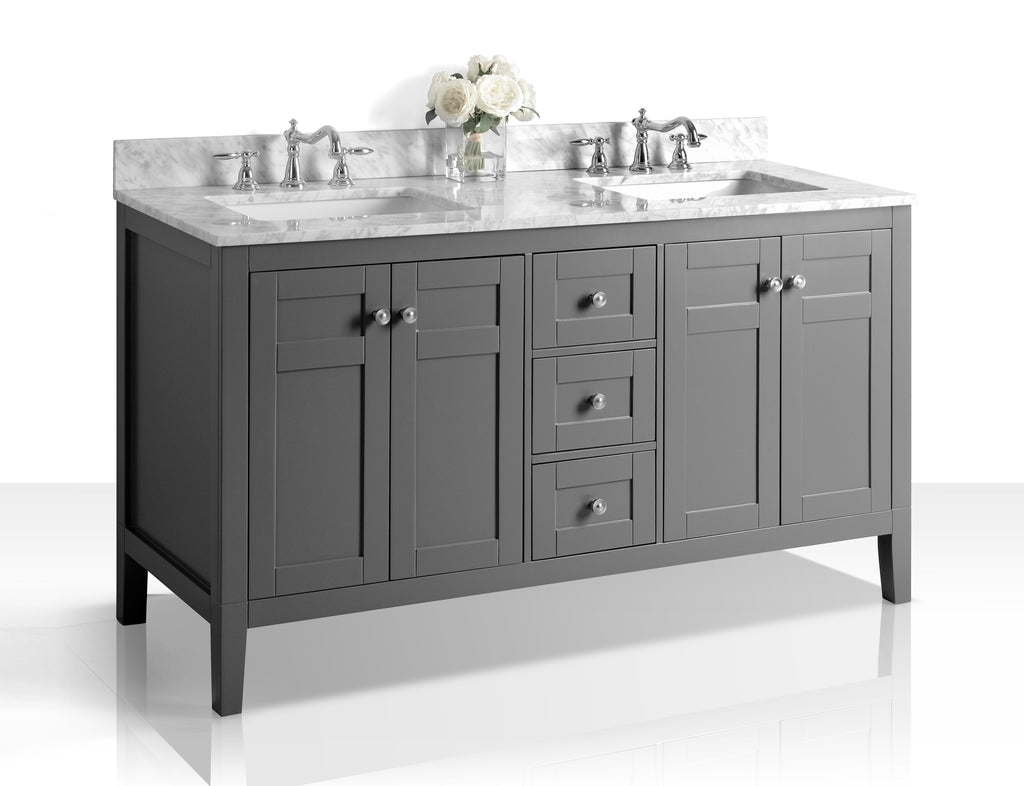 Maili Bathroom Vanity with Sink and Carrara White Marble Top Cabinet Set
