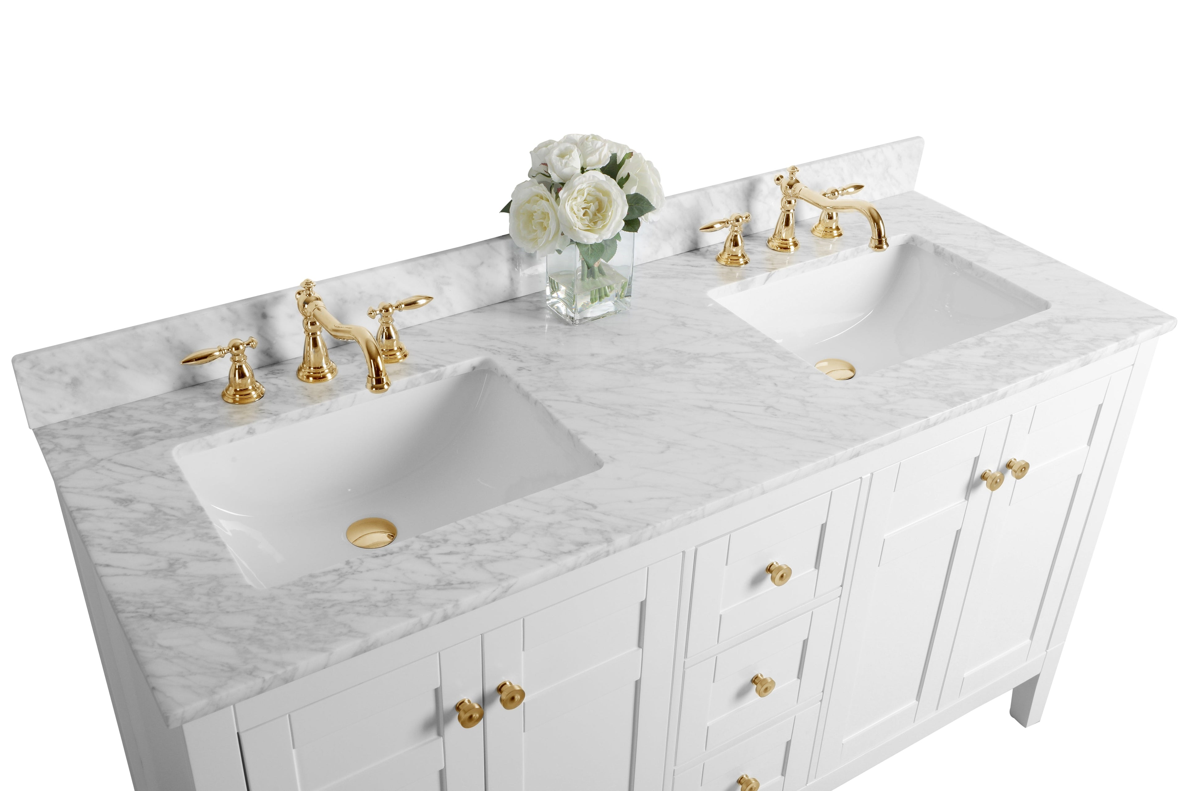 Maili Bathroom Vanity with Sink and Carrara White Marble Top Cabinet Set
