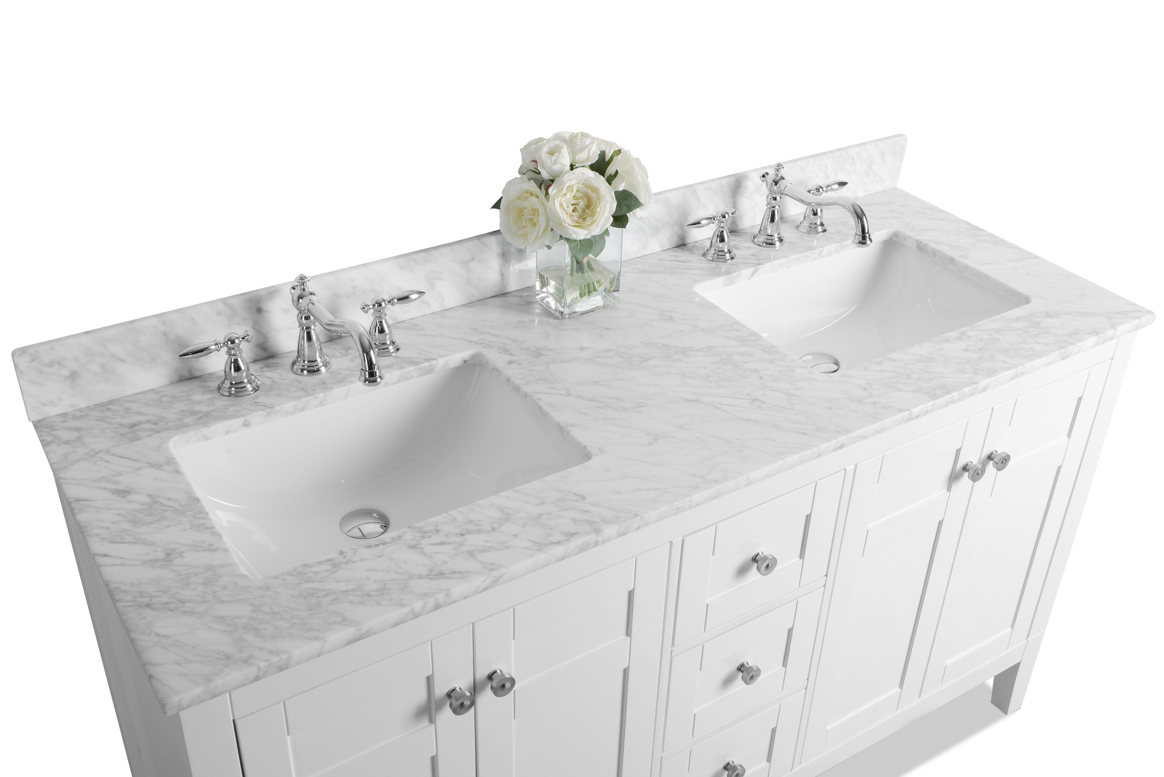 Maili Bathroom Vanity with Sink and Carrara White Marble Top Cabinet Set