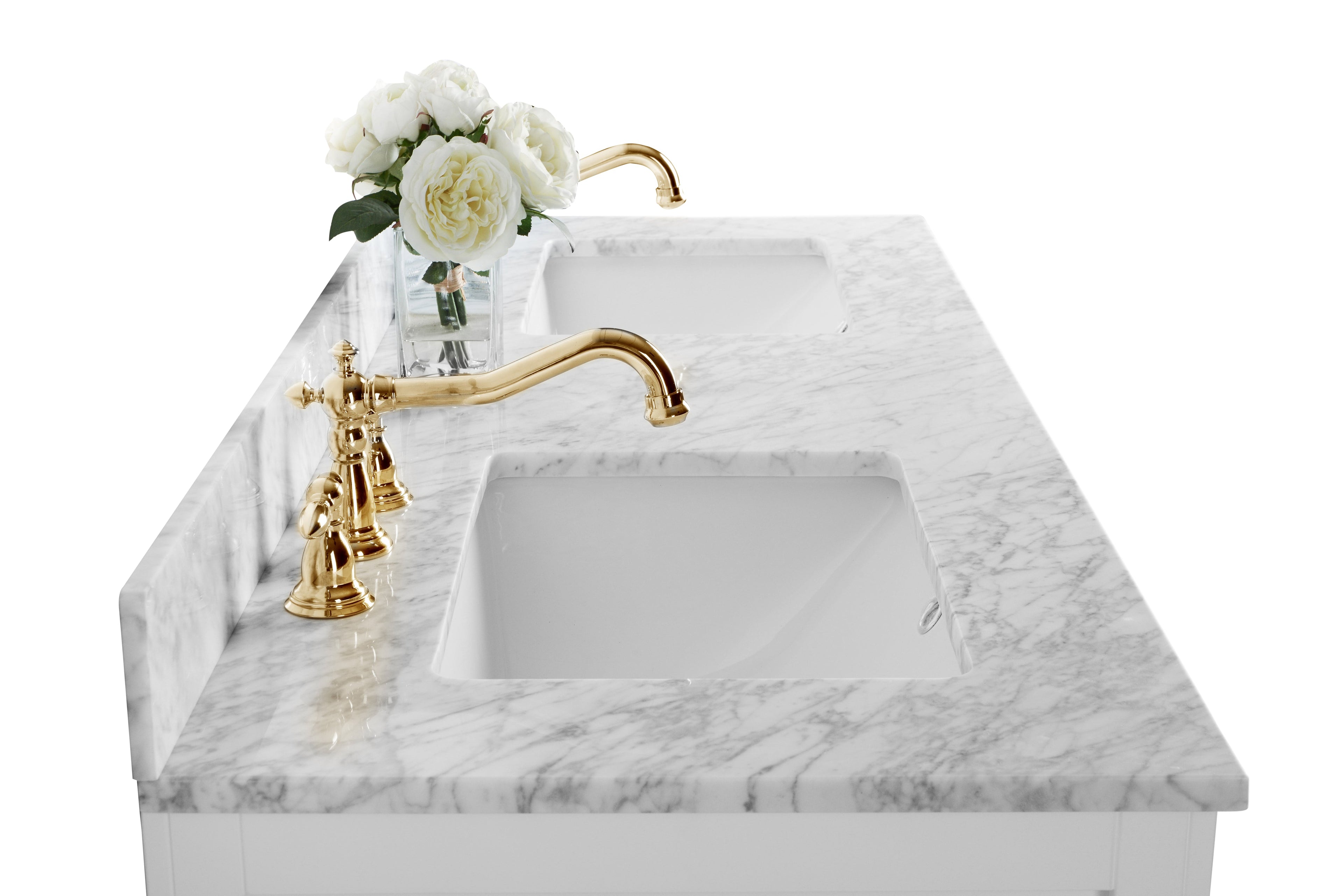 Maili Bathroom Vanity with Sink and Carrara White Marble Top Cabinet Set