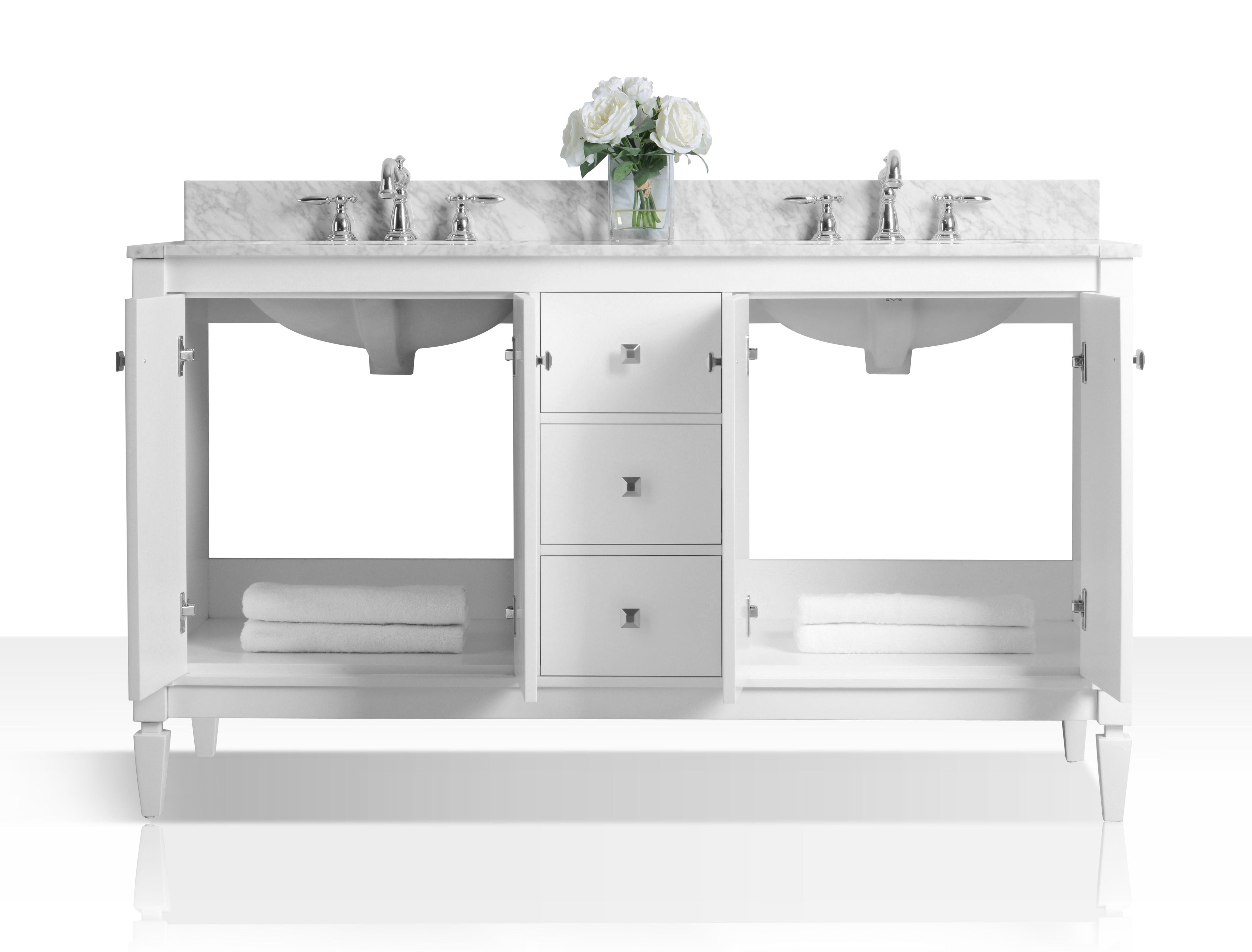 Kayleigh Bathroom Vanity with Sink and Carrara White Marble Top Cabinet Set