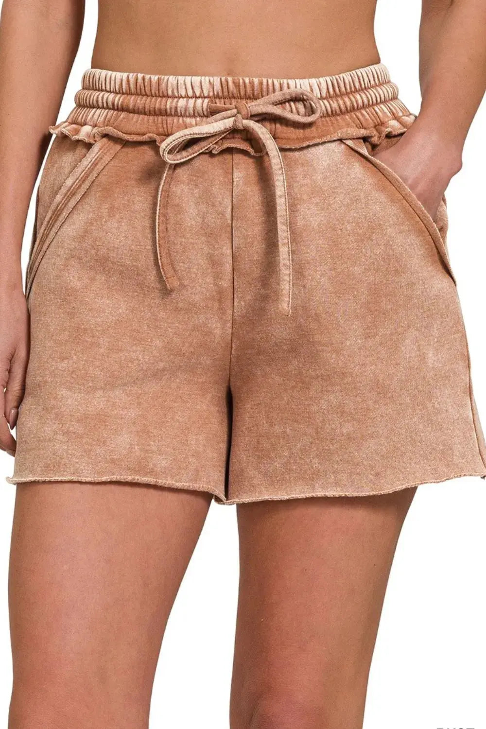 Rust Acid-Wash Fleece Lounge Shorts – Zenana