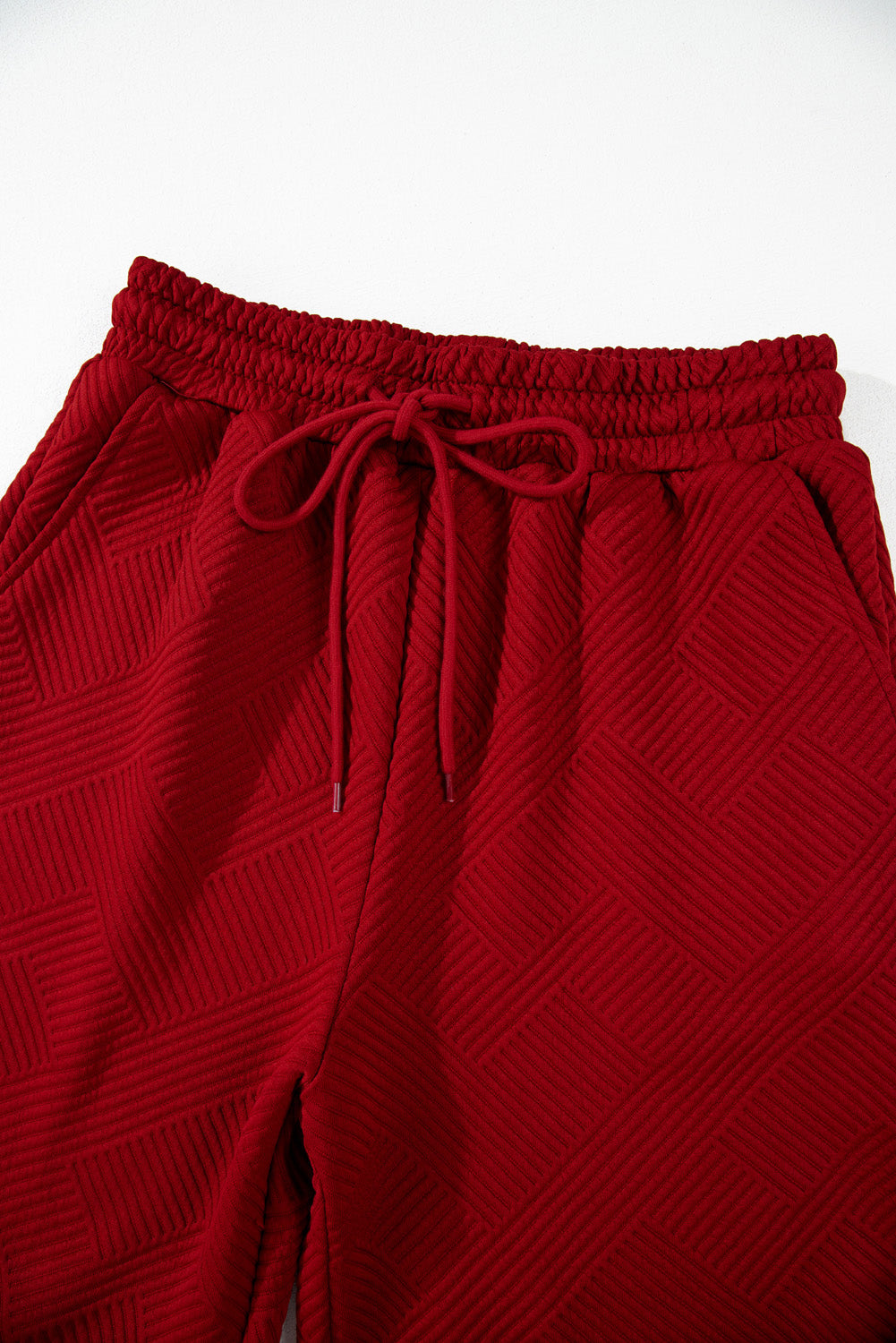 Solid Textured T-Shirt and Drawstring Pants Set