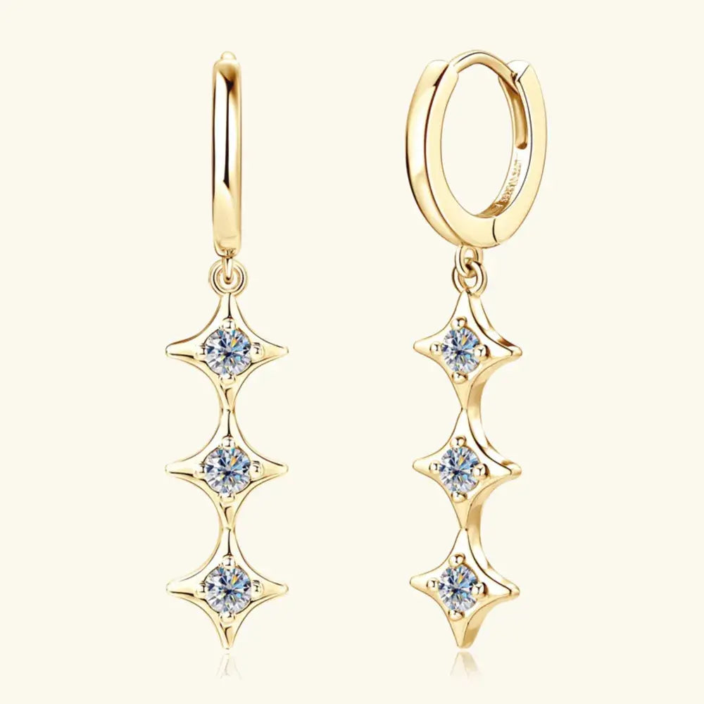 925 Sterling Silver Geometric Shape Moissanite Drop Earrings