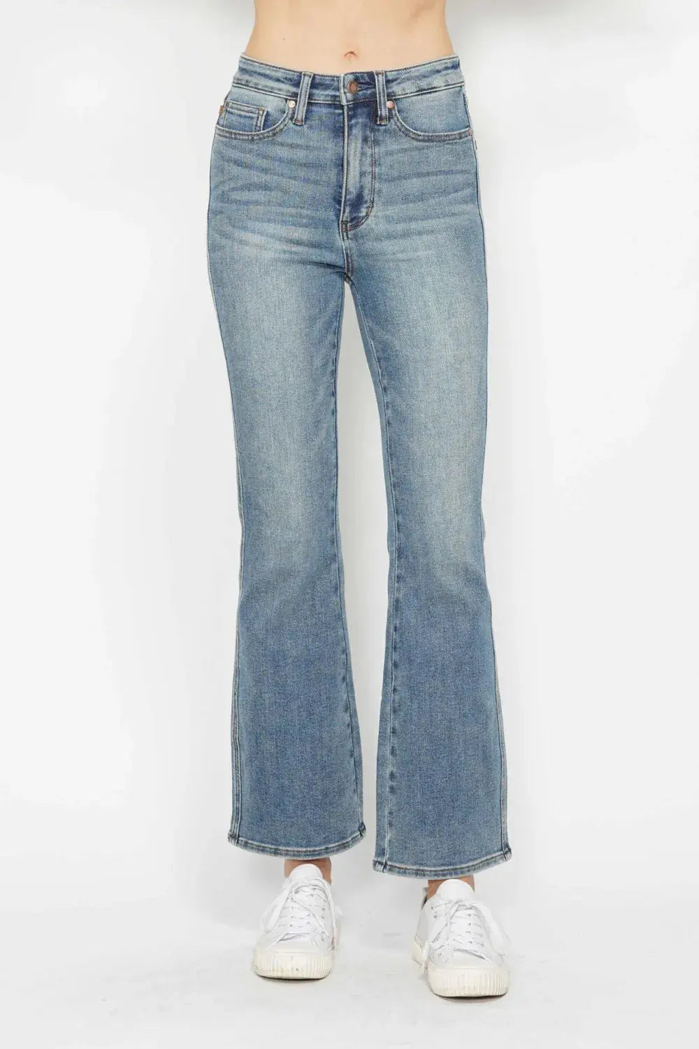 Judy Blue Jeans - Full Size Tummy Control Bootcut Jeans w/ Back Embroidered Pockets