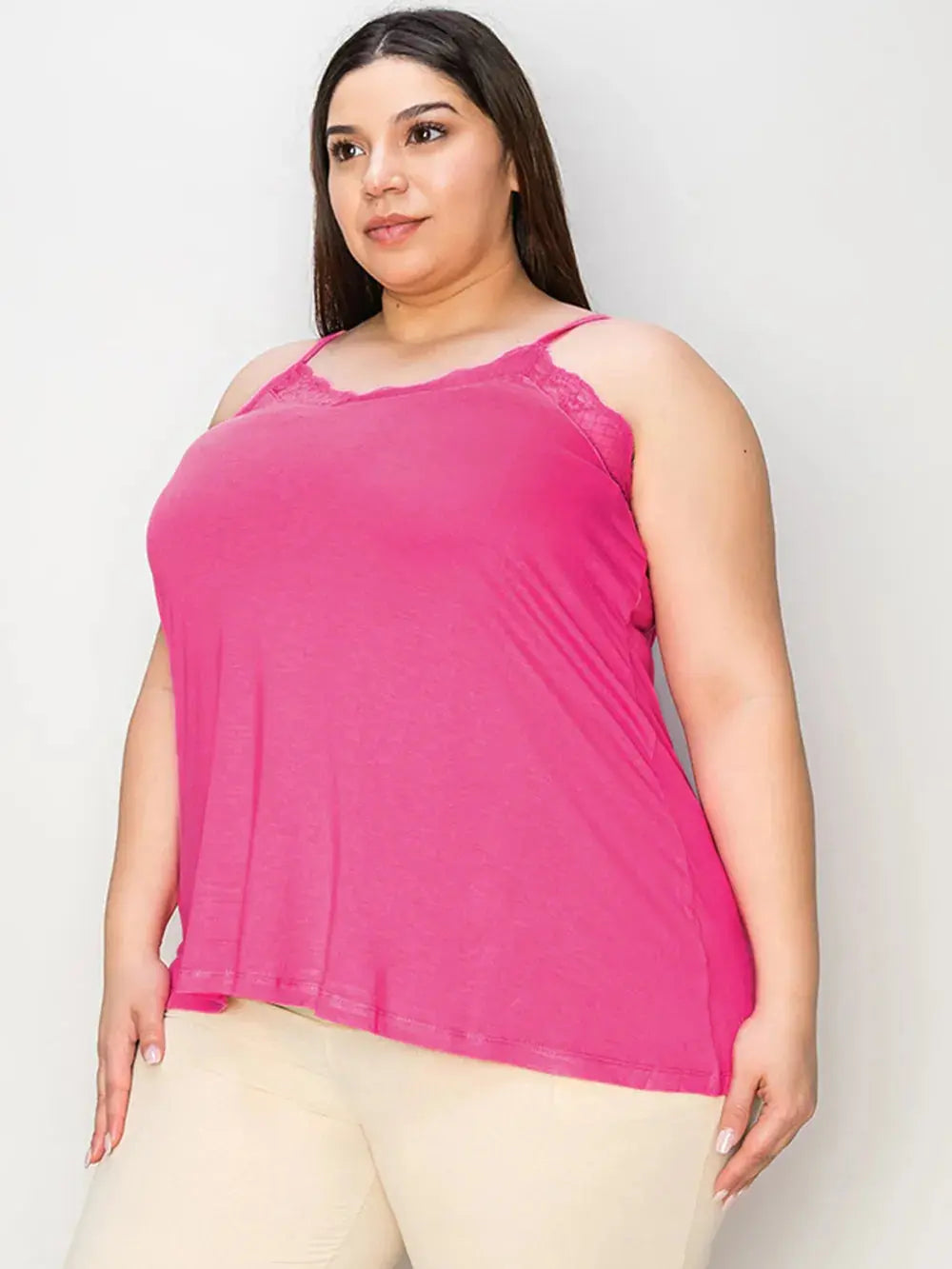 Basic Bae Lace Trim V Neck Cami Tank Top