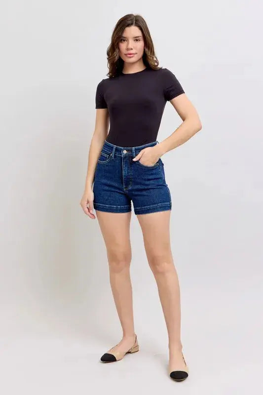 Judy Blue Jeans - Plus Size High Waist Tummy Control Denim Shorts