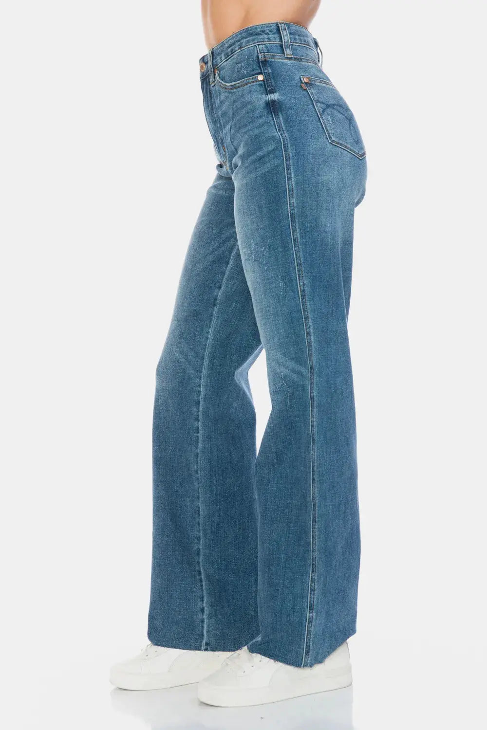 Full Size/Plus Size Tummy Control Cut Raw Hem Straight Judy Blue Jeans