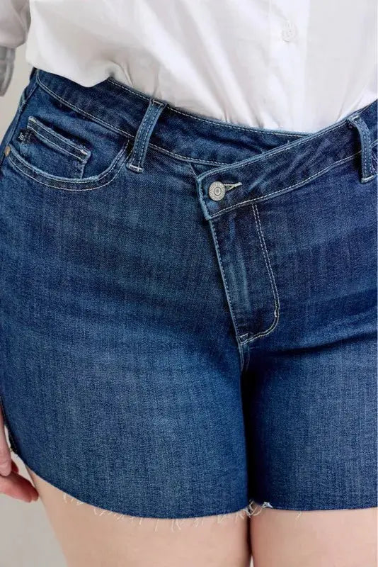 Judy Blue Jeans - Full Size High Waist Criss-Cross Waistband Denim Shorts