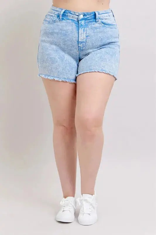 Judy Blue Jeans - Full Size Mid Rise Garment Dyed Denim Shorts