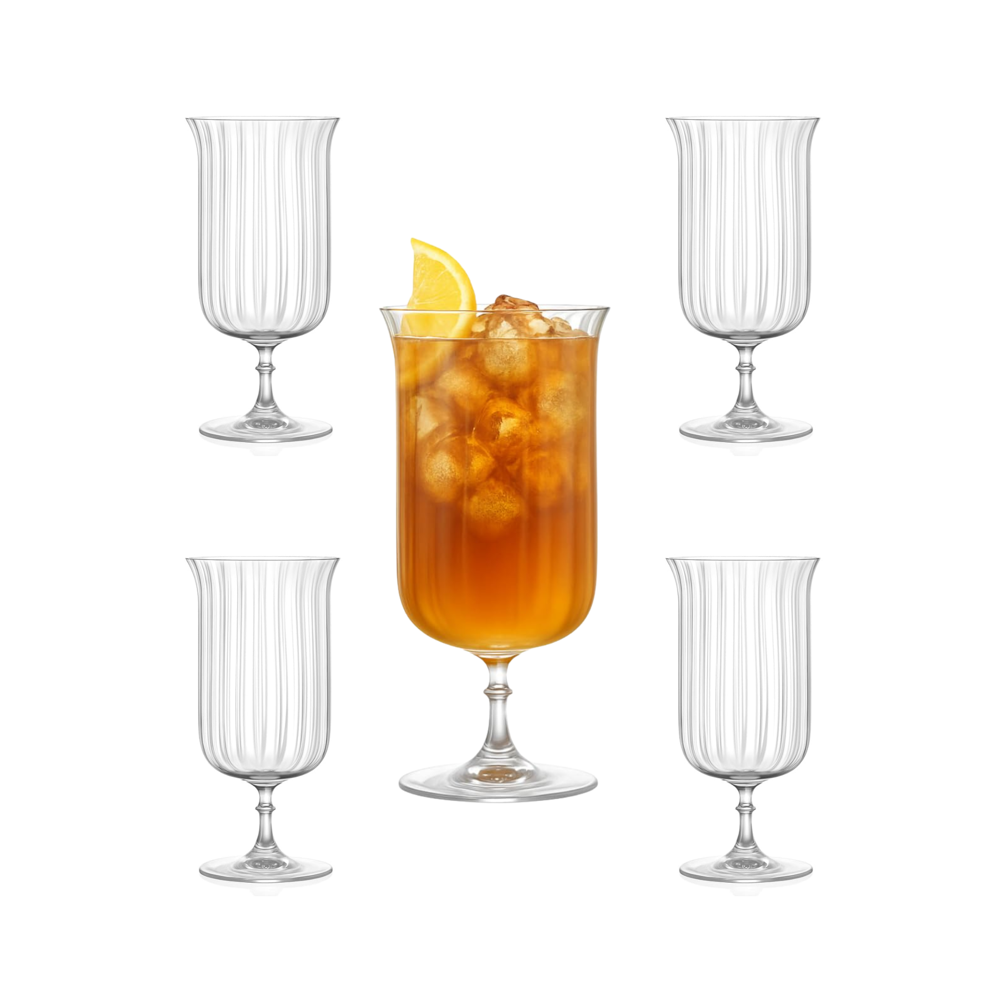 Rims Orient-Coupe Gin Sour/Long Island Ribbed Cocktail Glasses - (Deco)(11.5oz / 340mL)