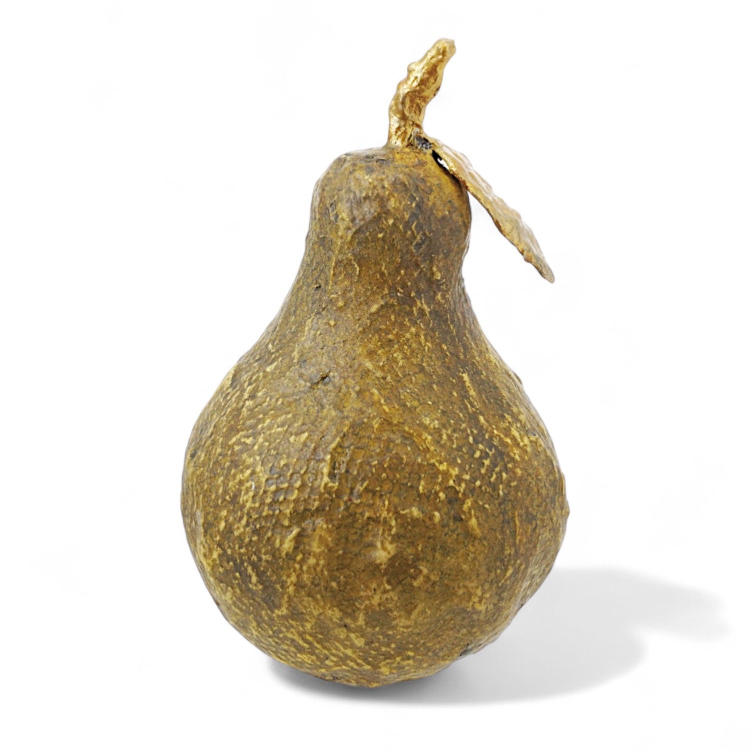 Textured Paper Mache Pear with Gold Stem
