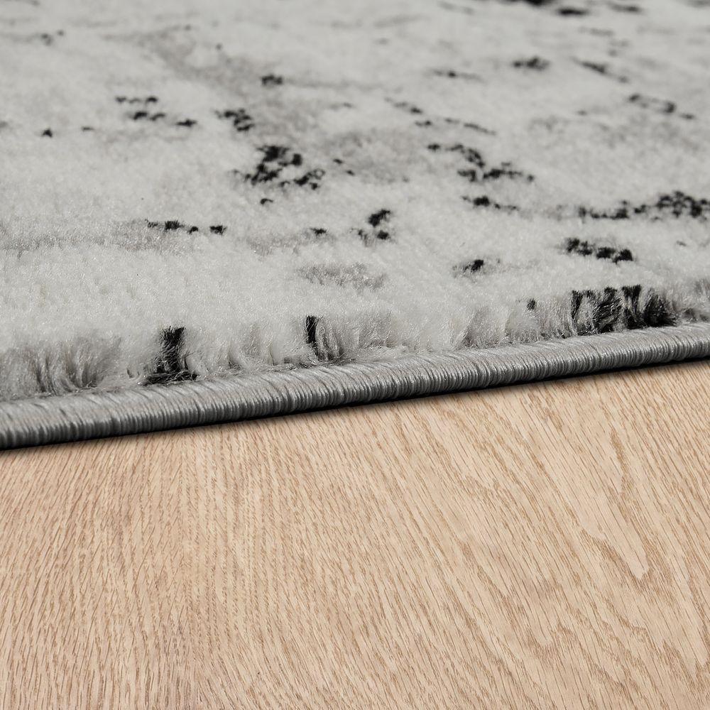 Designer Rug Short-Pile Living Room Vintage Look Modern In Grey Cream
