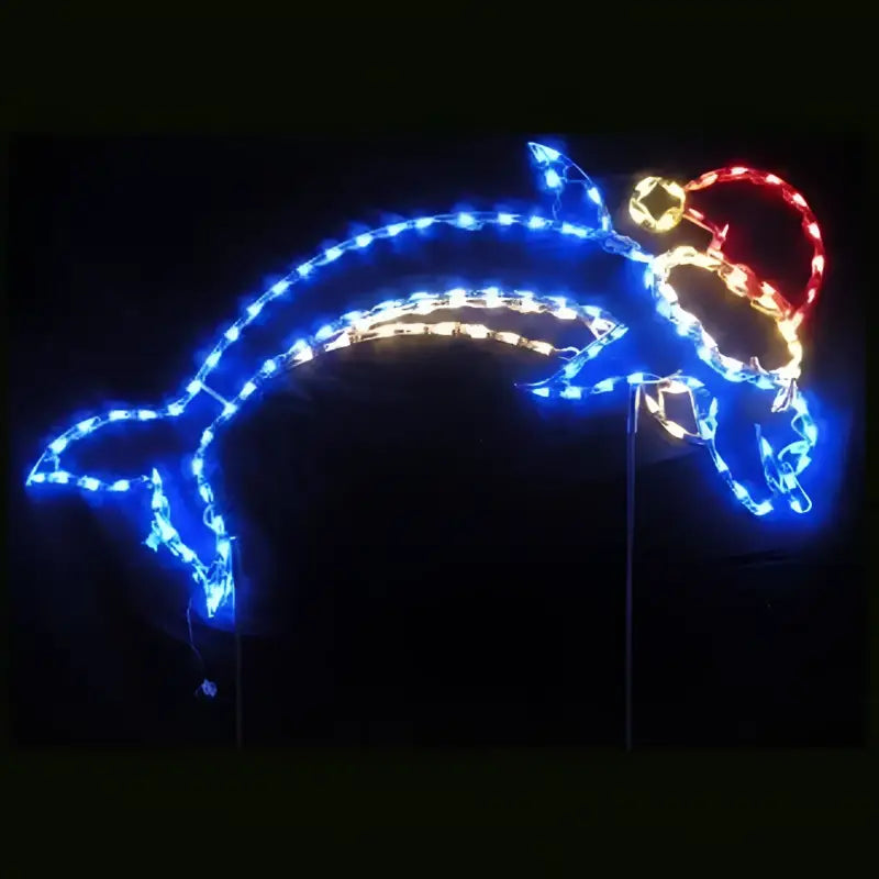 Dolphin with Santa Hat Outline