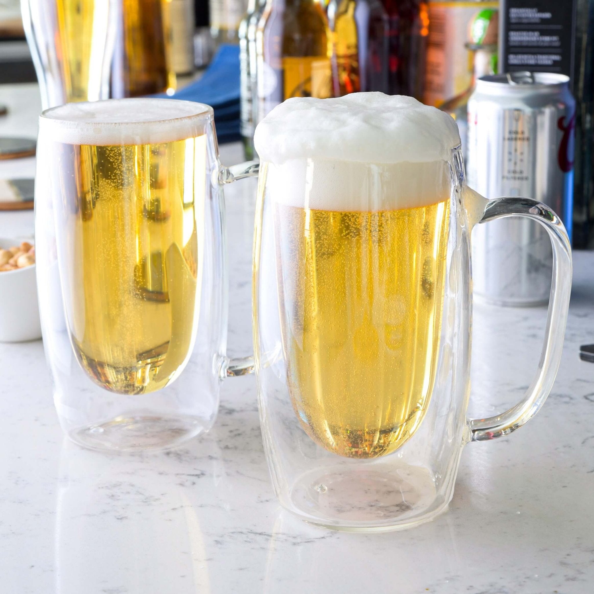 Double Walled Beer Drink Glass Mug with Handle - 12.5oz