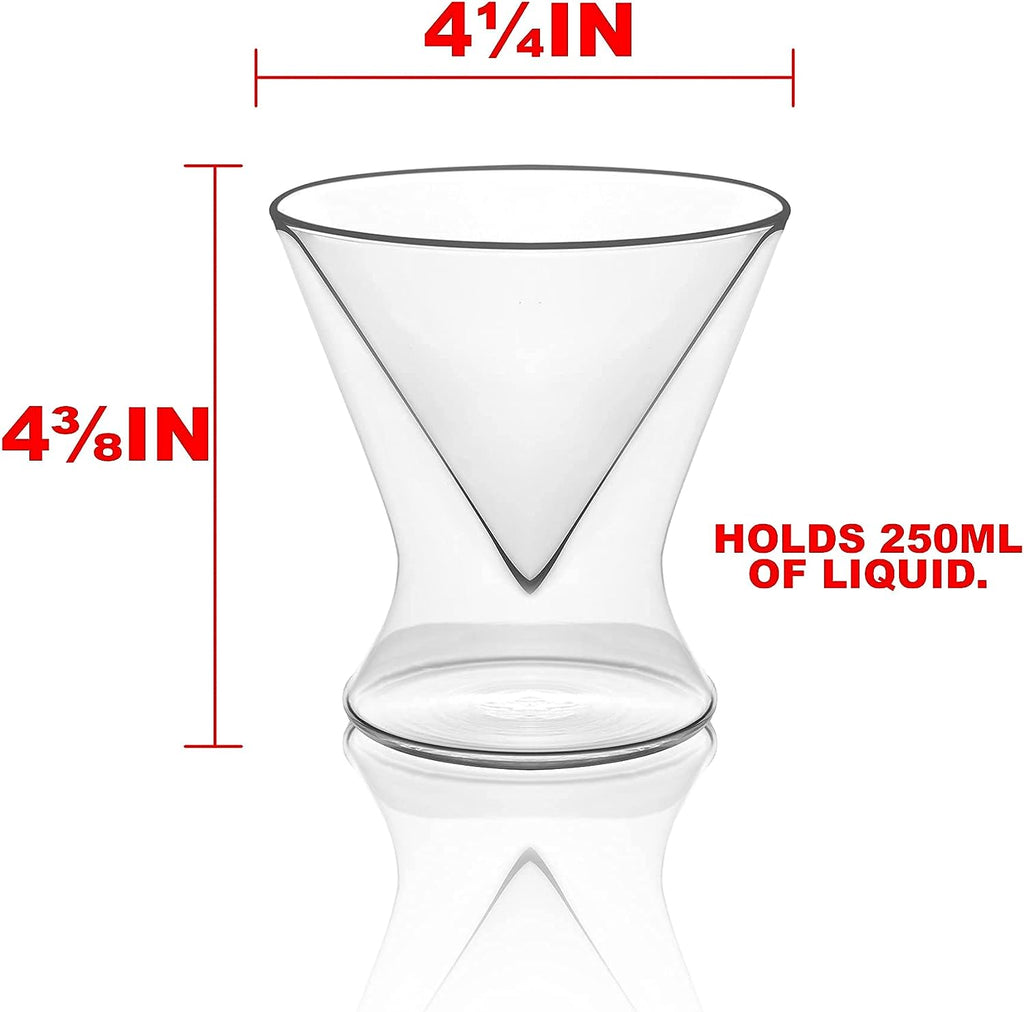 Double-Walled Stemless Martini Glasses - 8oz