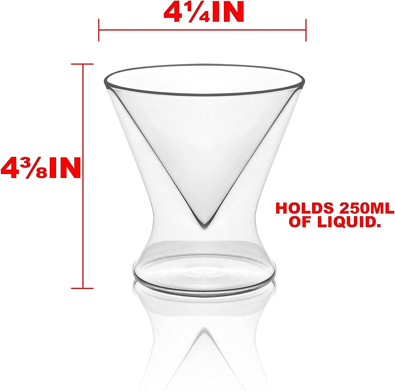 Double-Walled Stemless Martini Glasses - 8oz