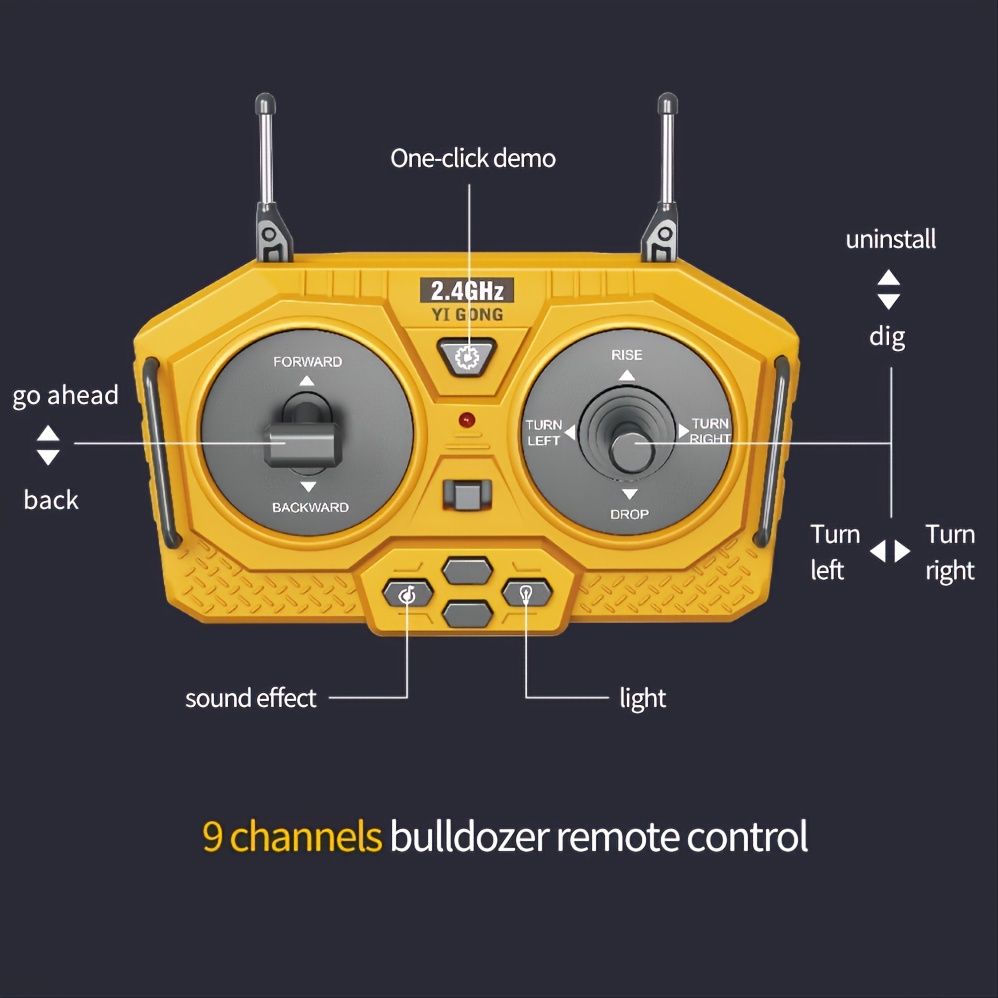 2.4G Remote Control; High Tech 11 Channels RC Excavator Dump Trucks Bulldozer Alloy Plastic Engineering Vehicle Electronic Toys For Boy Gifts