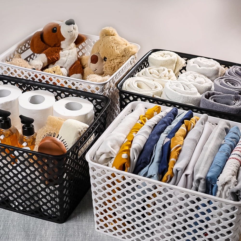 (2 pack) Large White Decorative Storage Basket
