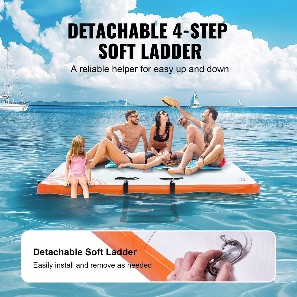 10x8FT Inflatable Floating Dock Platform – Non-Slip Water Raft