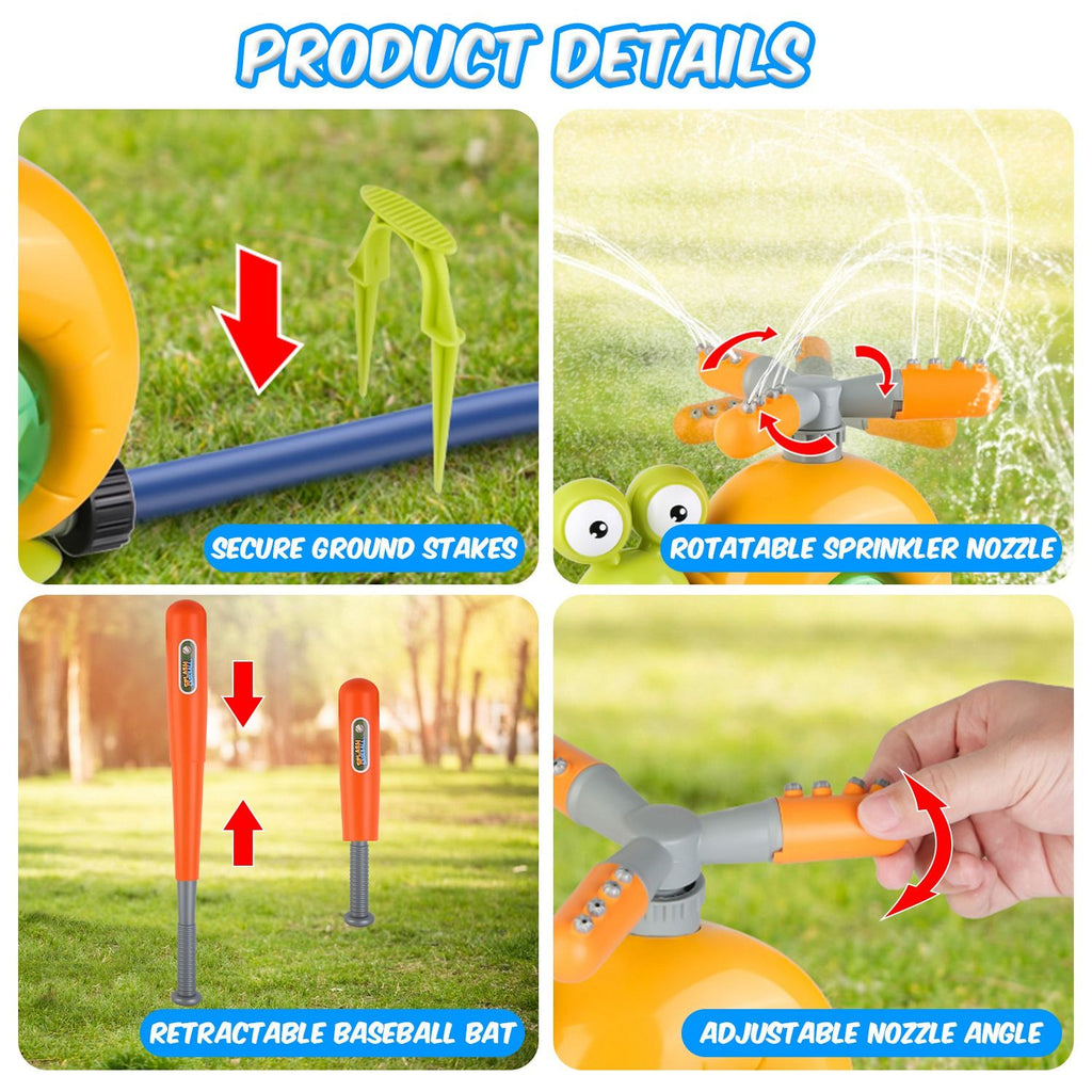 2-in-1 Snail Baseball Sprinkler – Rotating Summer Water Toy