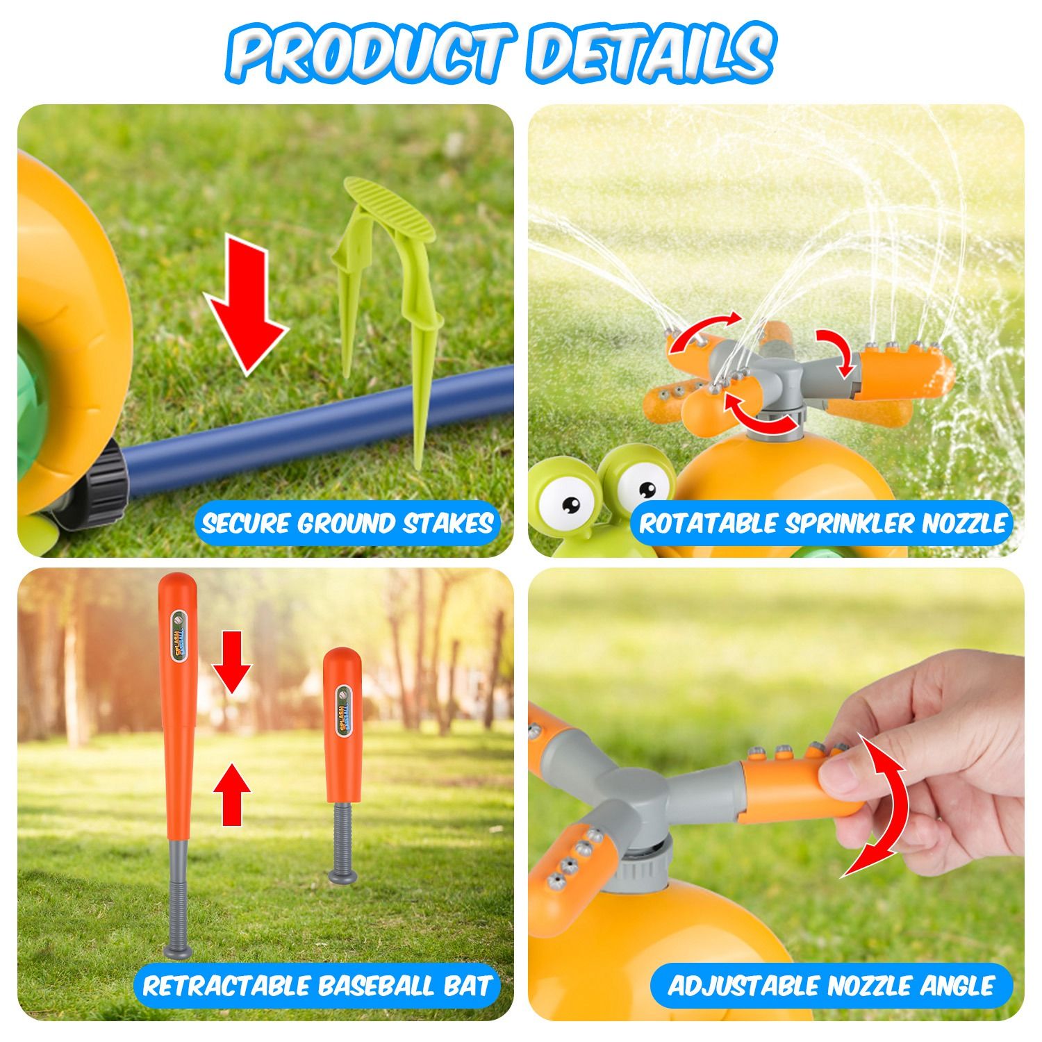 2-in-1 Snail Baseball Sprinkler – Rotating Summer Water Toy