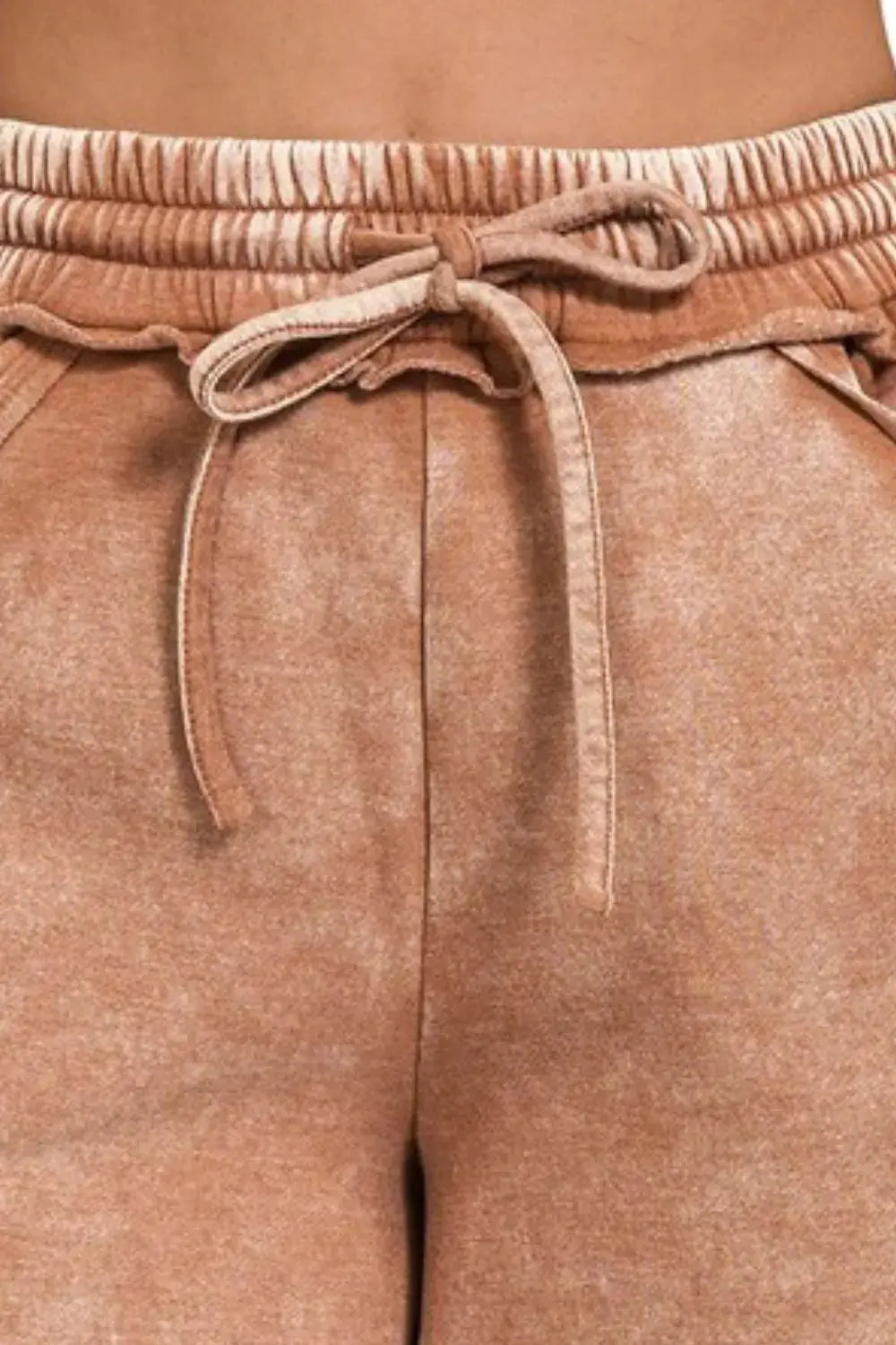 Rust Acid-Wash Fleece Lounge Shorts – Zenana