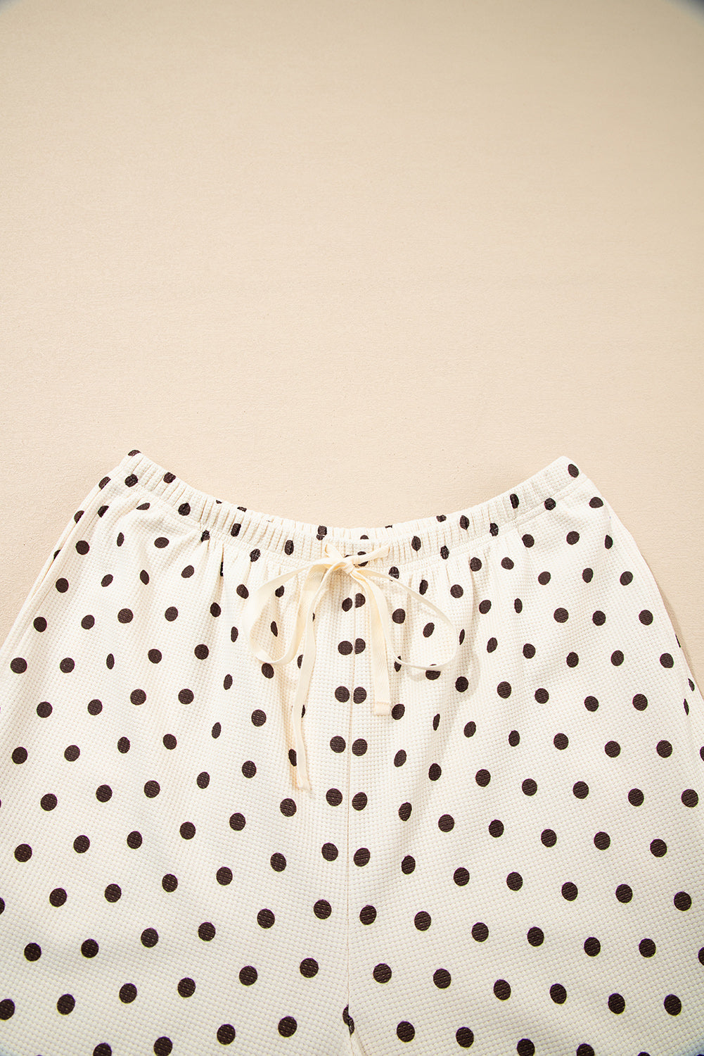 Polka Dot Waffle Knit Top and Pants Lounge Set